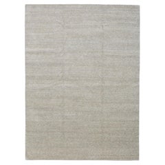 Simplistic Solid Green/Gold Wool Linen Tweed Rug 9'x12'