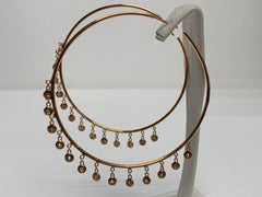 White Diamond, Rose Gold Hoop Earrings