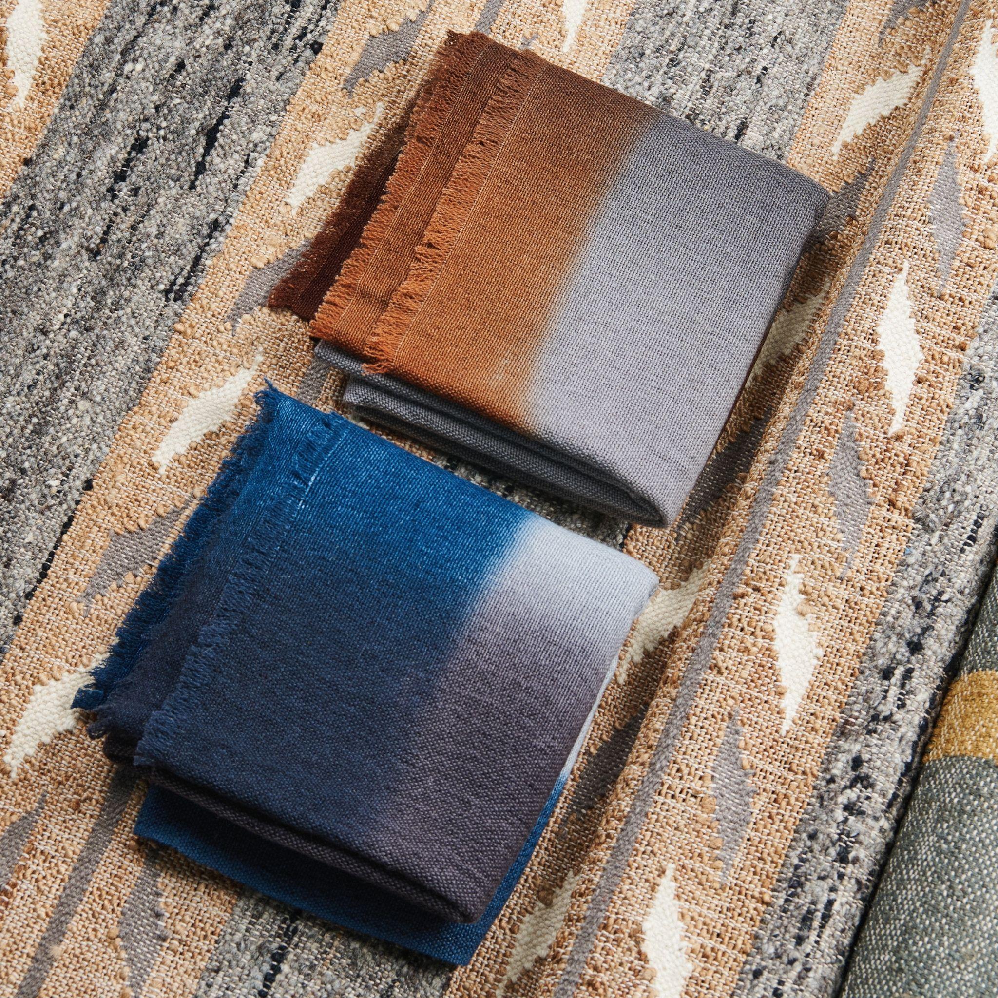 Simply Taupe Merino Throw Handwoven in Brown Topaz Black Gray Warm Ombre Hues For Sale 6