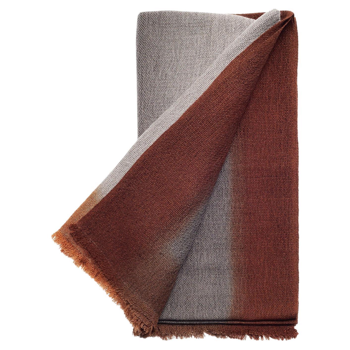 Simply Taupe Merino Modern Artisanal Throw Handwoven in Earthy Warm Ombre Hues