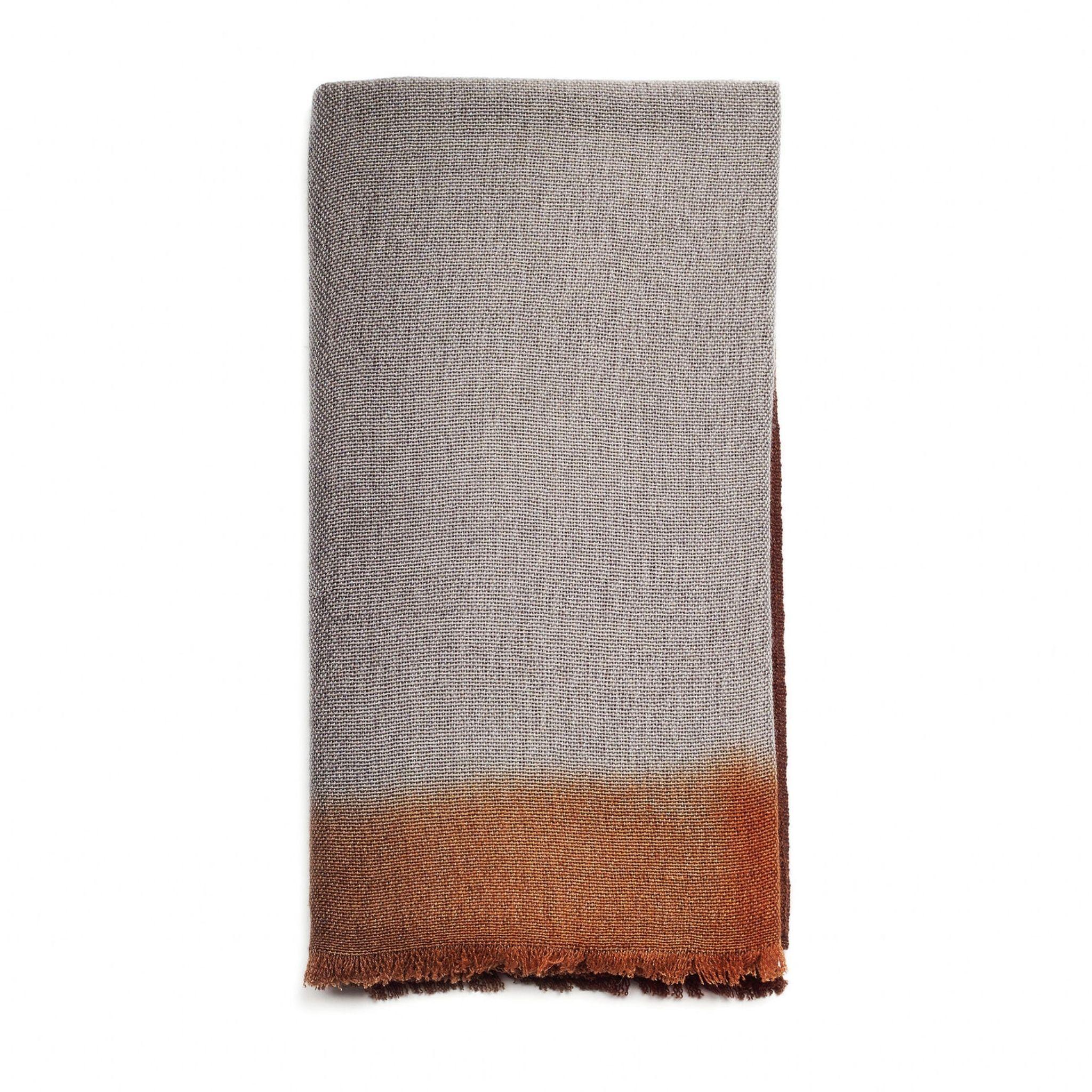 Contemporary Simply Taupe Merino Throw Handwoven in Hand-spun Merino Using Warm Ombre Hues For Sale