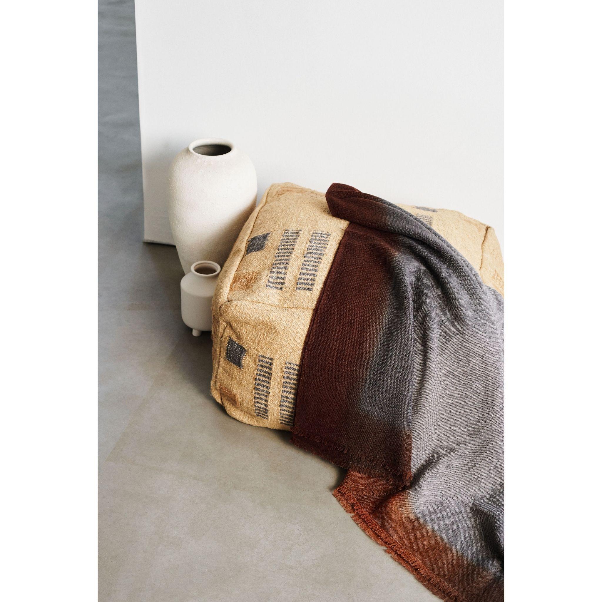 Simply Taupe Merino Throw Handwoven in Brown Topaz Black Gray Warm Ombre Hues For Sale 1