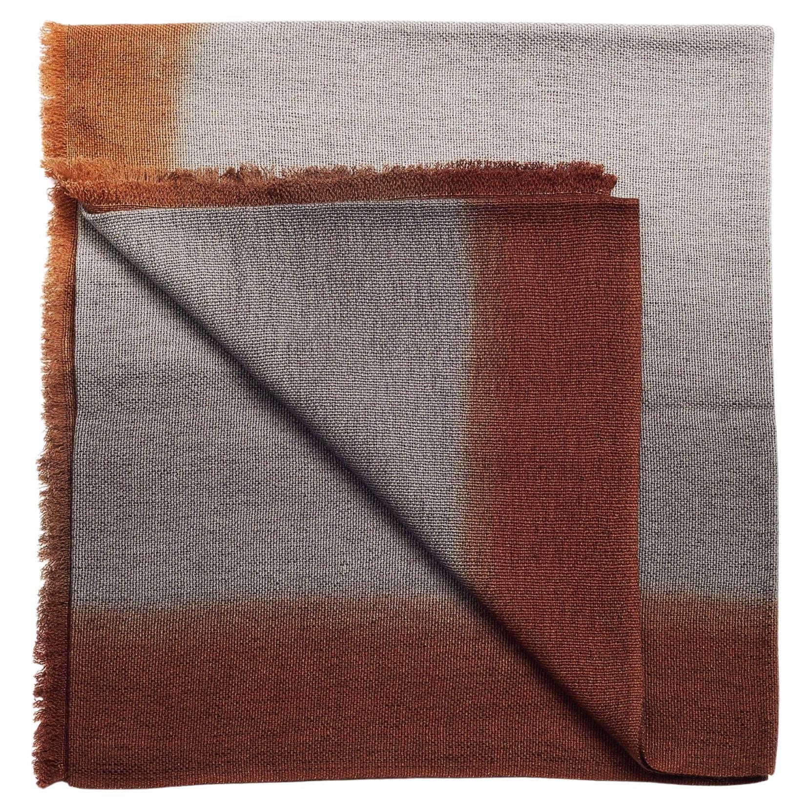 Simply Taupe Merino Throw Handwoven in Hand-spun Merino Using Warm Ombre Hues For Sale