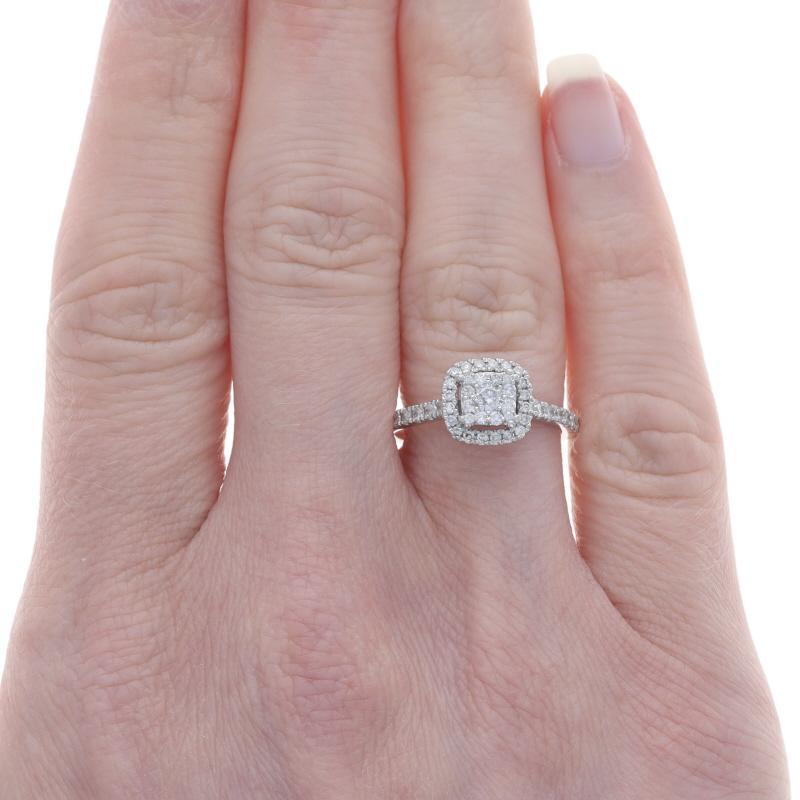 Round Cut Simply Vera by Vera Wang Diamond Halo Engagement Ring - White Gold 14k Rd .50ctw For Sale