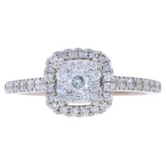 Einfacher Vera by Vera Wang Diamant-Halo-Verlobungsring - Weißgold 14k Rd .50ctw