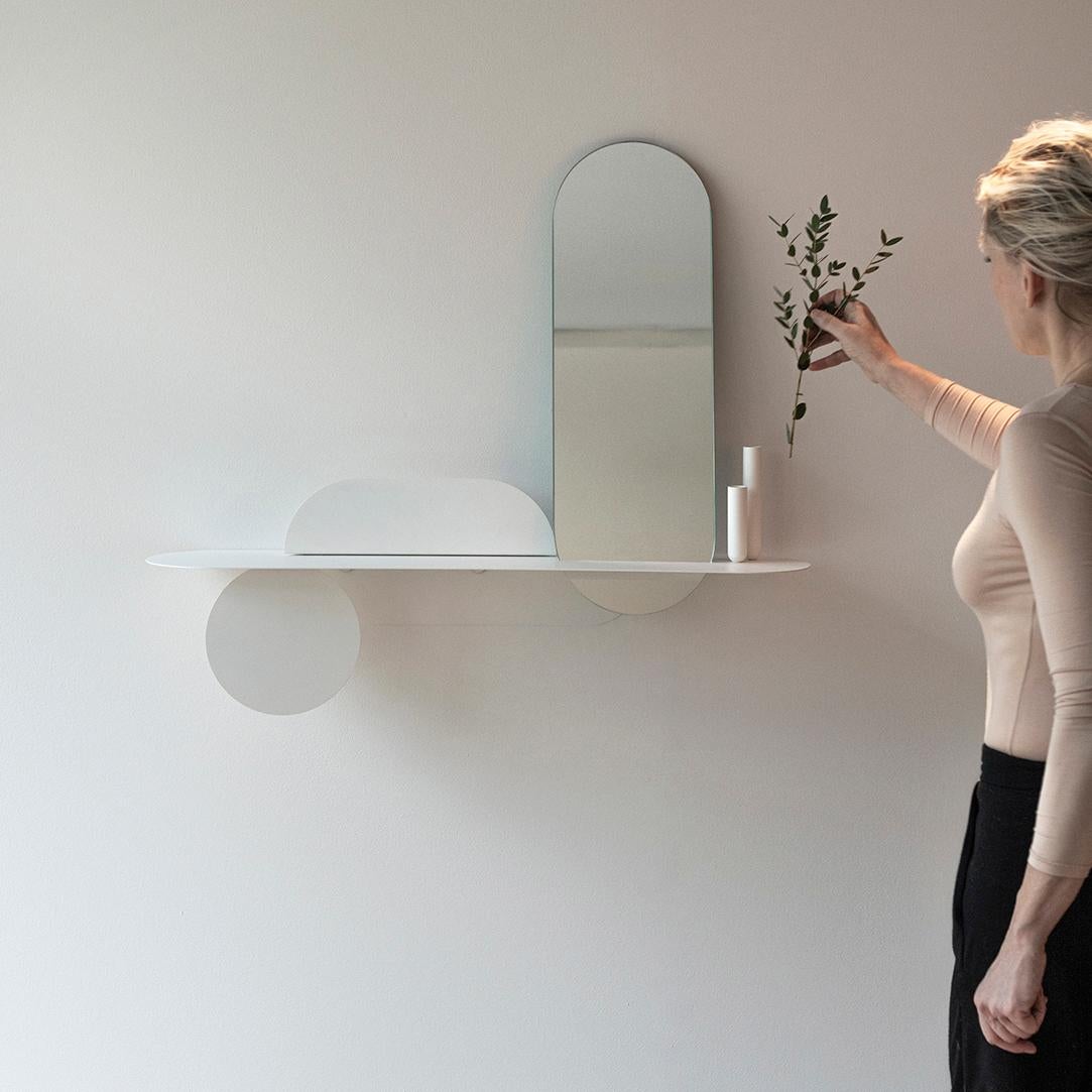 Contemporary Simply White Shelf With Mirror by Mademoiselle Jo For Sale
