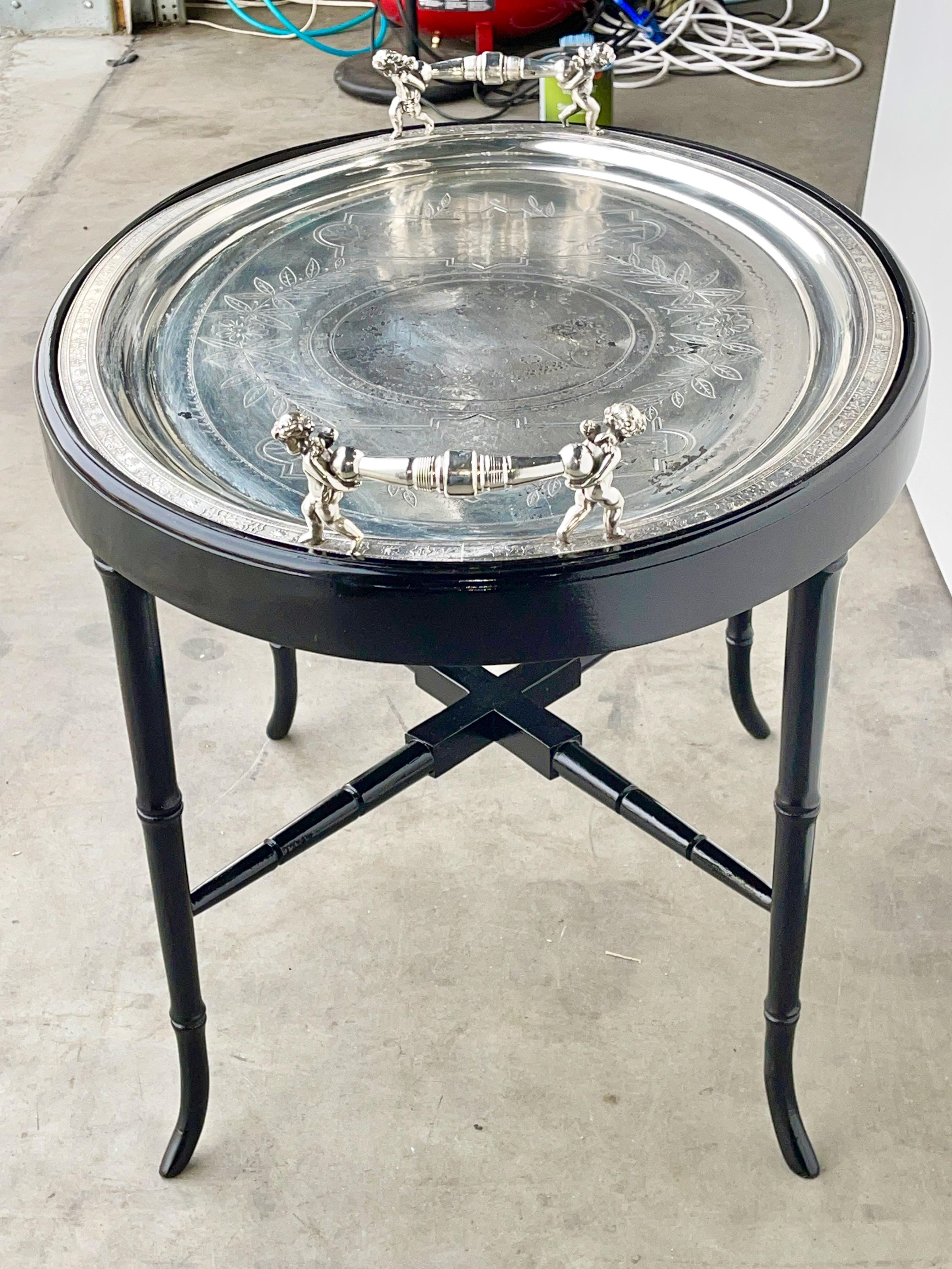 Simpson Hall Miller Oval Silver Plate Tray Table 2