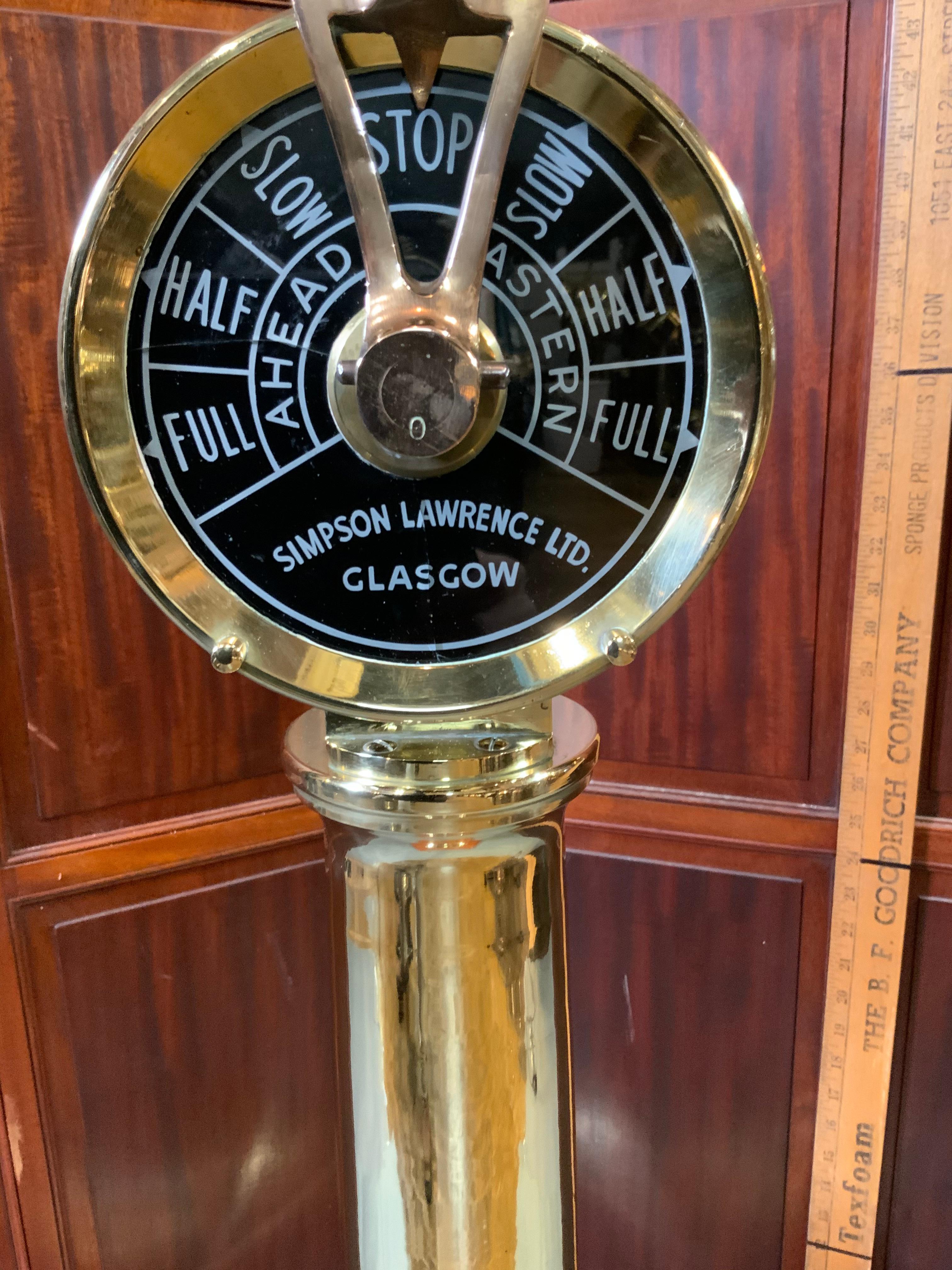 Early 20th Century Simpson Lawrence Brass Engine Order Telegraph For Sale