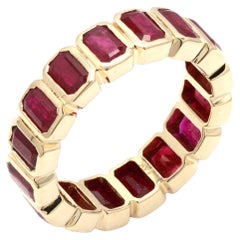 Eternity-Ring aus 14 Karat Gelbgold mit achteckigem 5,46 Karat natürlichem Rubin