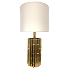 Simulated Brass Bamboo Table Lamp, 1970s