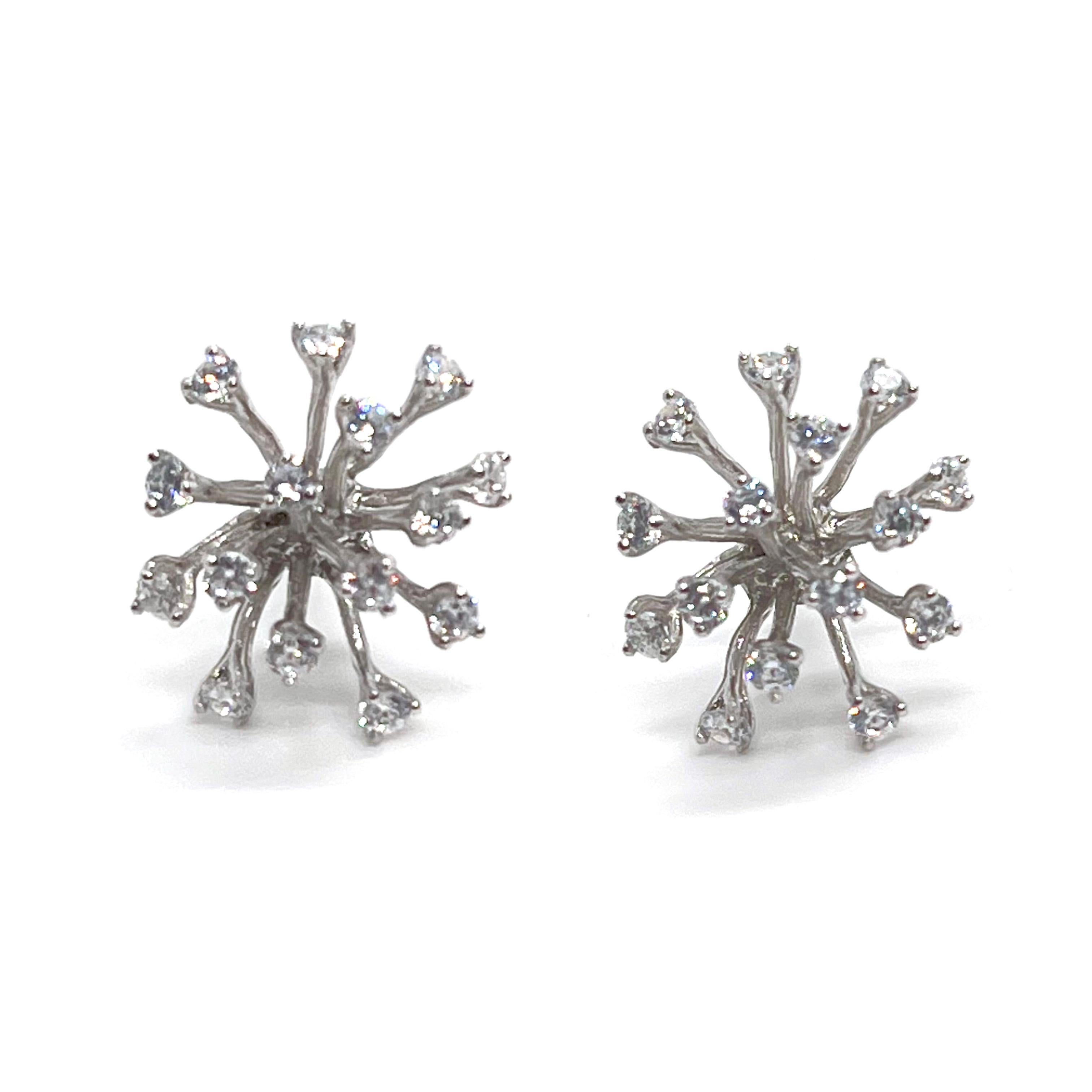 Stunning Simulated Diamond Small Sparkler Stud Sterling Silver Earrings

The earrings feature clustered of simulated diamond cz handset in platinum rhodium plated sterling silver. The earrings measured 1/2
