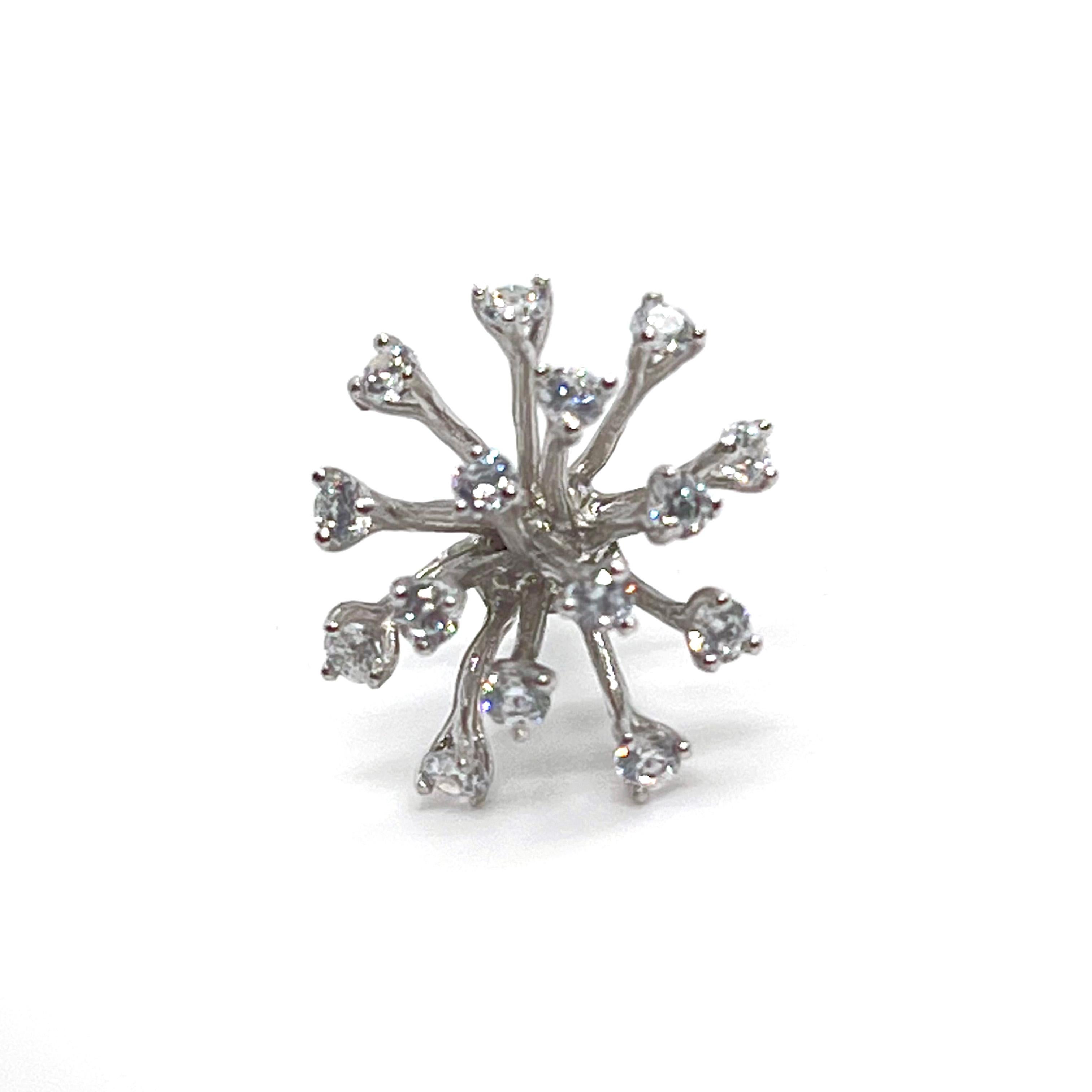 Simulated Diamond Small Sparkler Stud Sterling Silver Earrings In New Condition For Sale In Los Angeles, CA