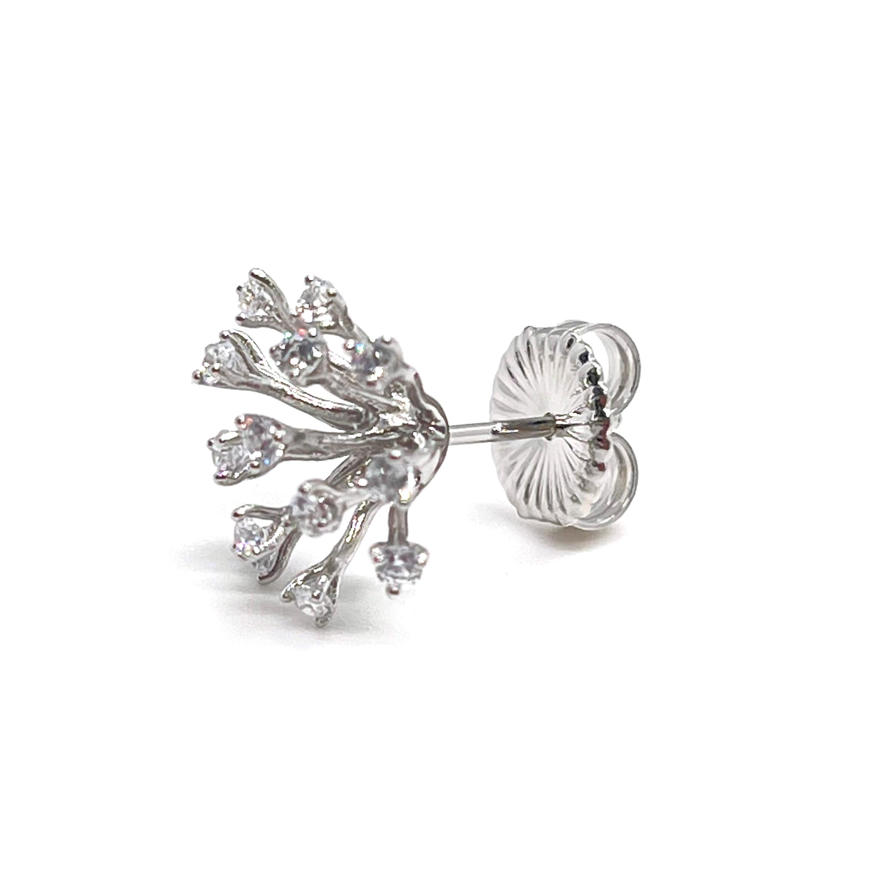 Women's Simulated Diamond Small Sparkler Stud Sterling Silver Earrings For Sale