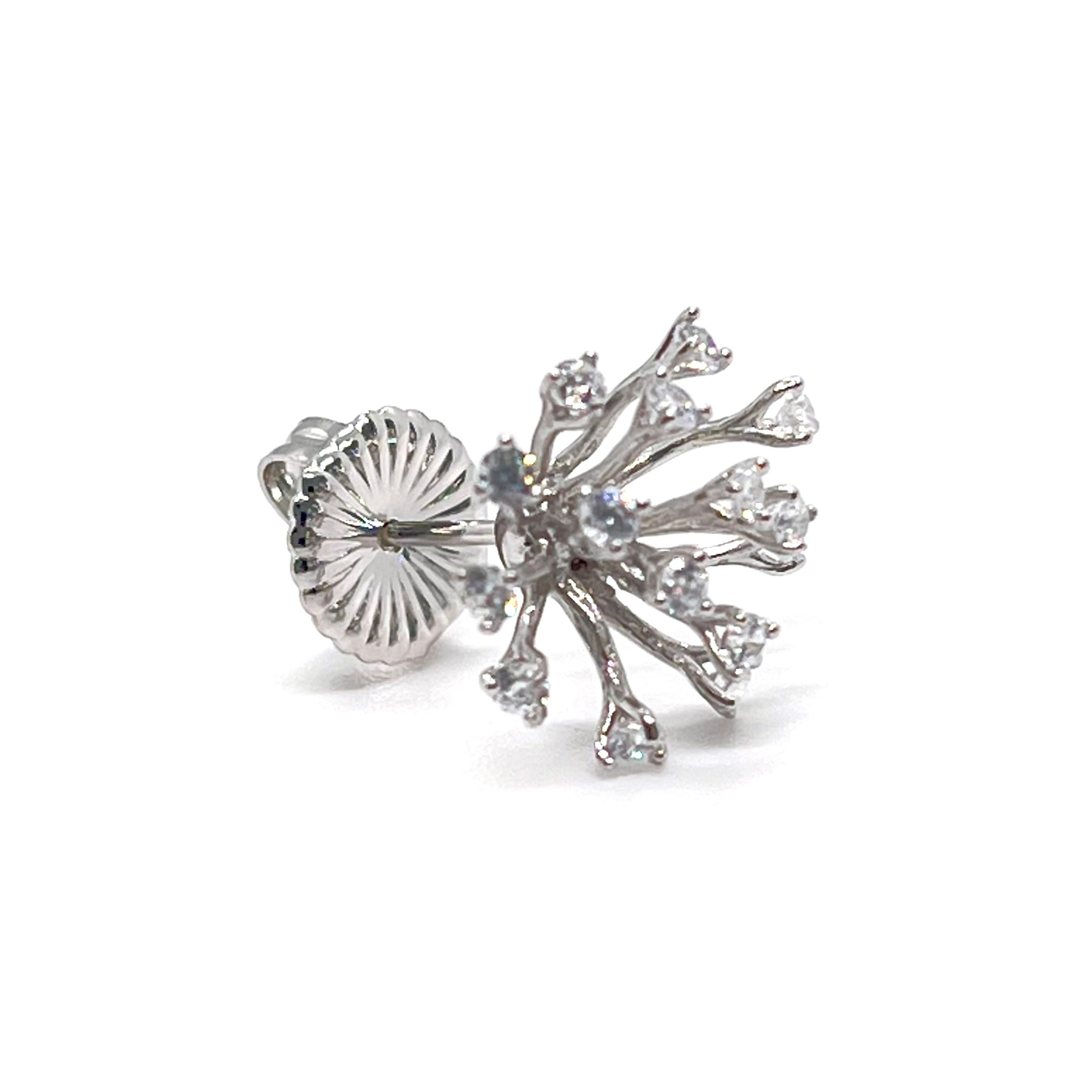 Simulated Diamond Small Sparkler Stud Sterling Silver Earrings For Sale 1