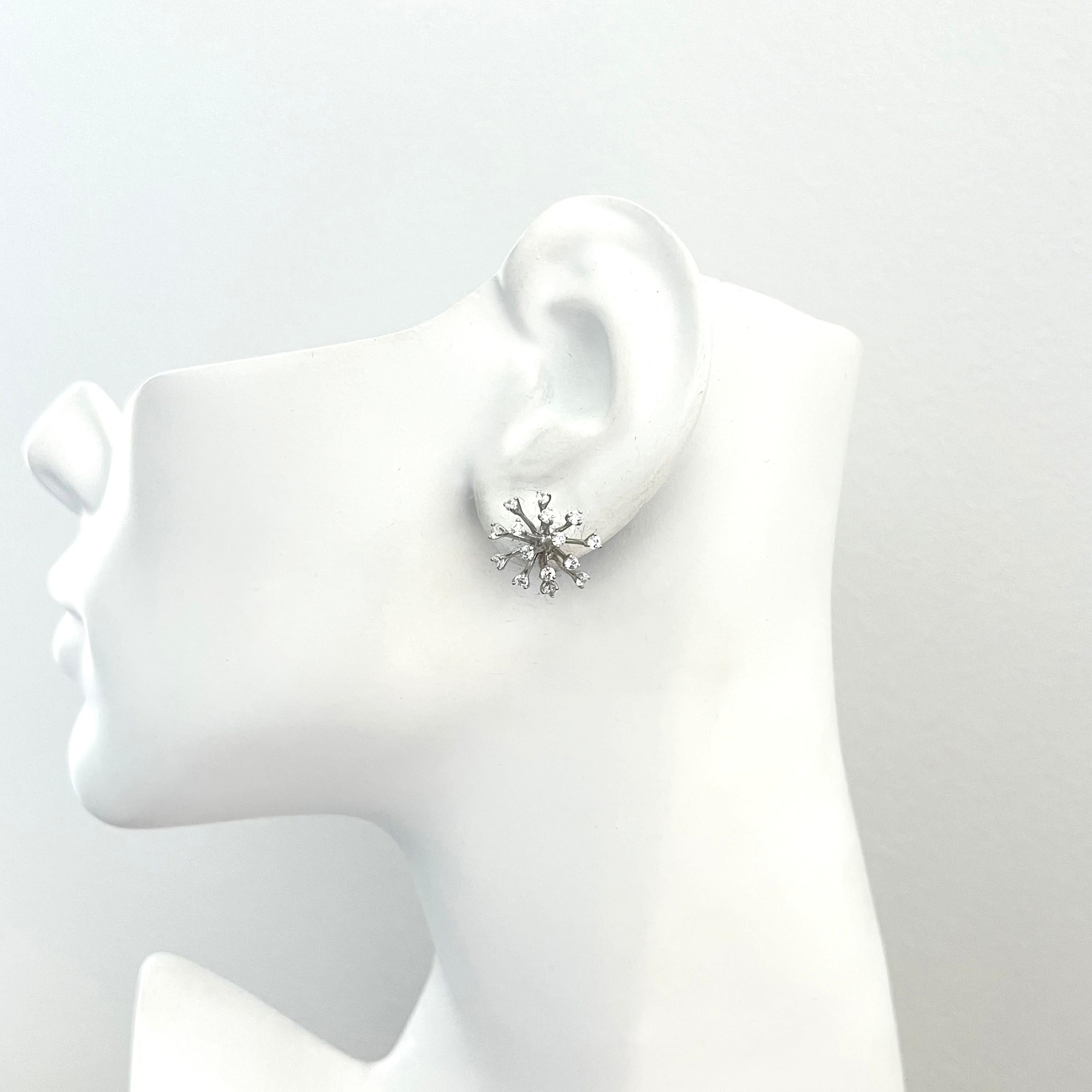 Simulated Diamond Small Sparkler Stud Sterling Silver Earrings For Sale 2