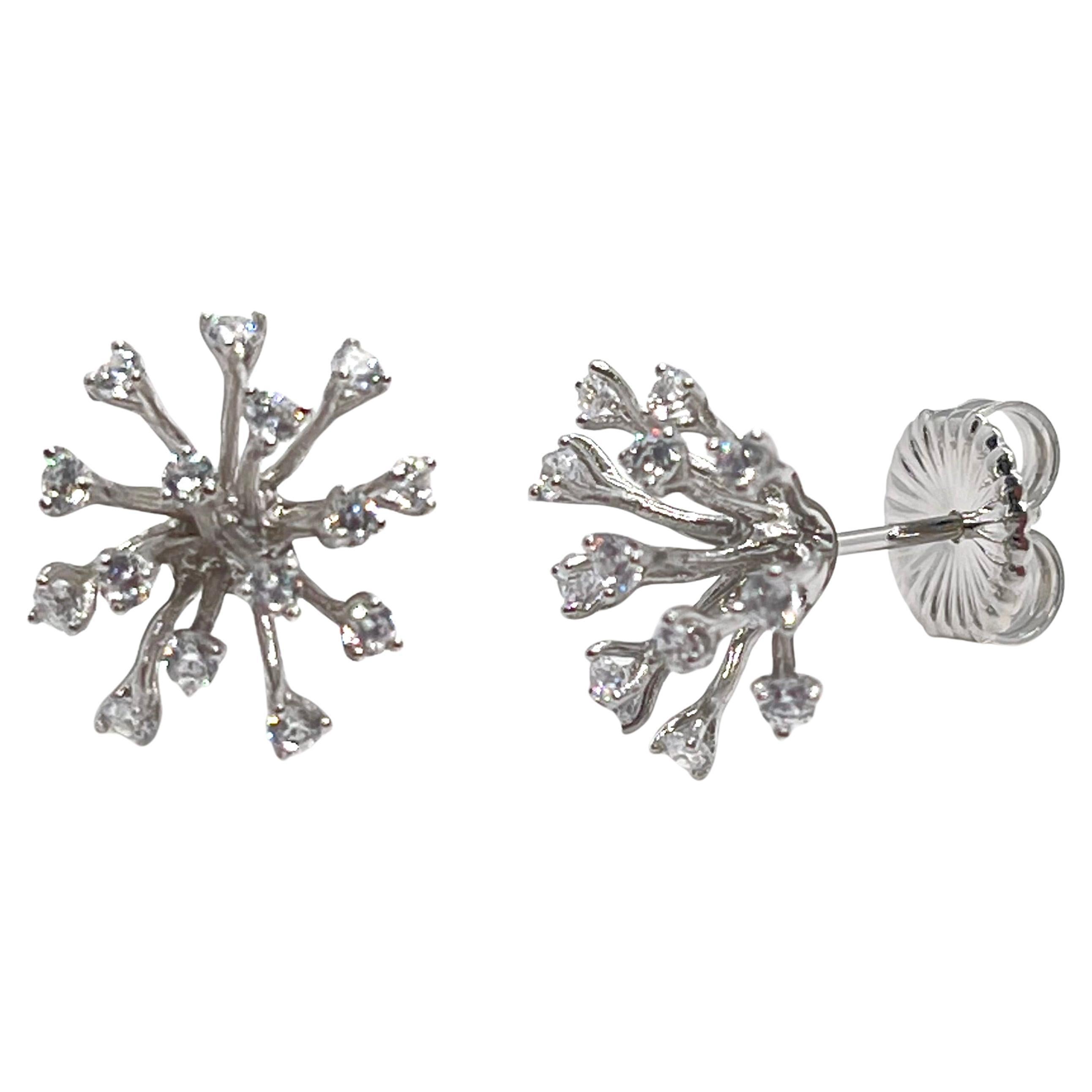 Simulated Diamond Small Sparkler Stud Sterling Silver Earrings