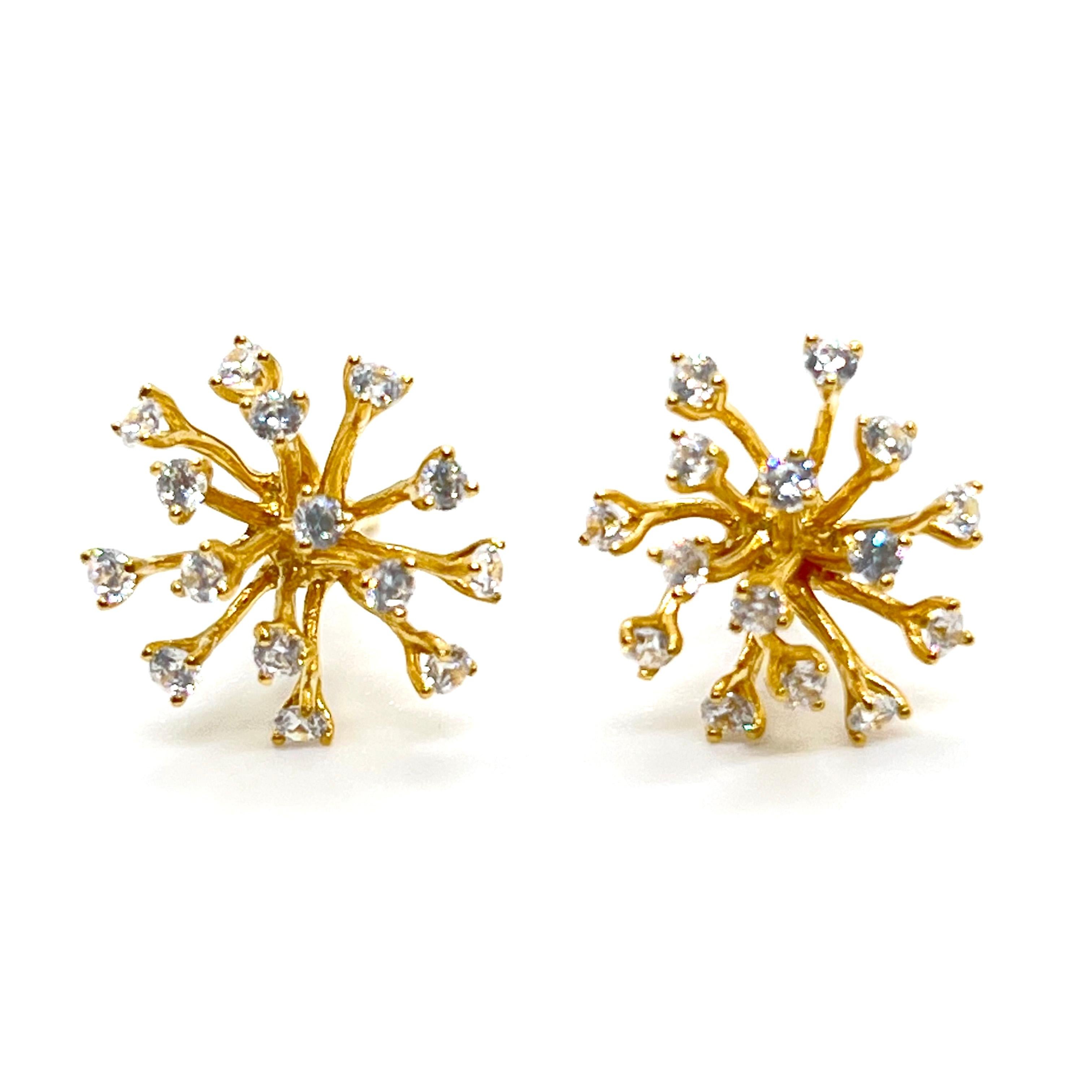 Stunning Simulated Diamond Small Sparkler Stud Vermeil Earrings

The earrings feature clustered of simulated diamond cz handset in 18k yellow gold vermeil over sterling silver. The earrings measured 1/2