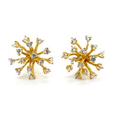 Boucles d'oreilles en Vermeil avec petits diamants simulés et étincelles