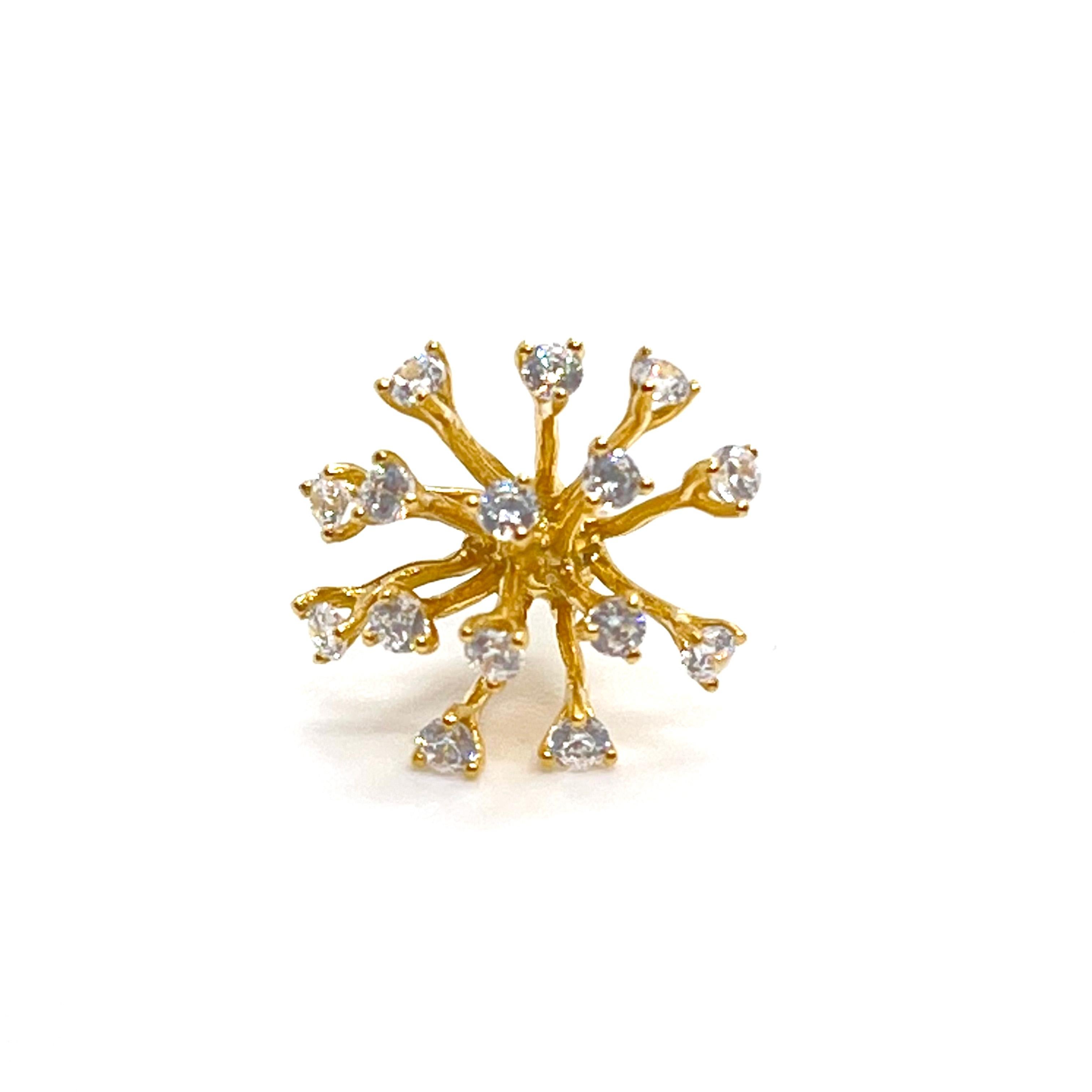 Simulated Diamond Small Sparkler Stud Vermeil Earrings In New Condition For Sale In Los Angeles, CA