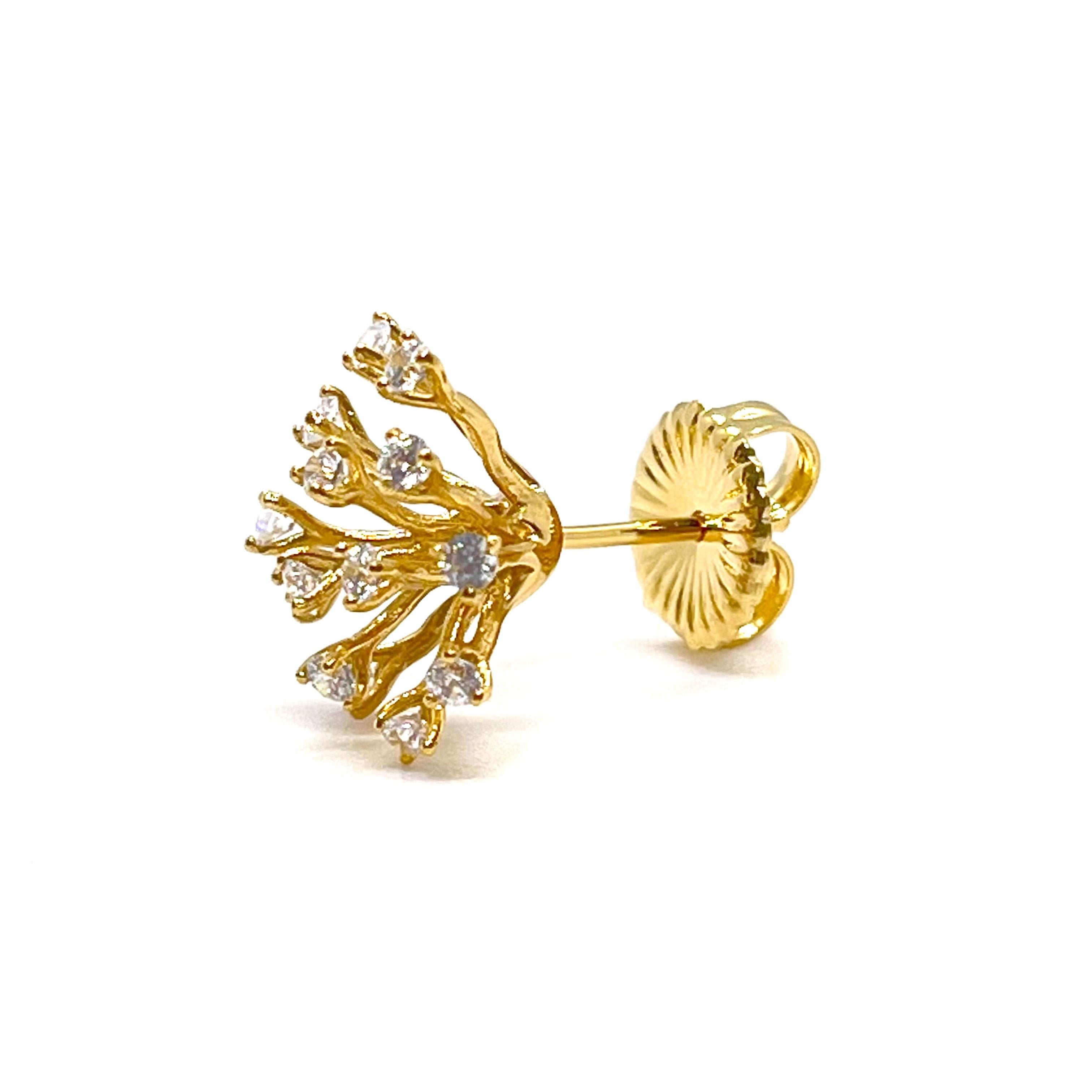 Women's Simulated Diamond Small Sparkler Stud Vermeil Earrings For Sale