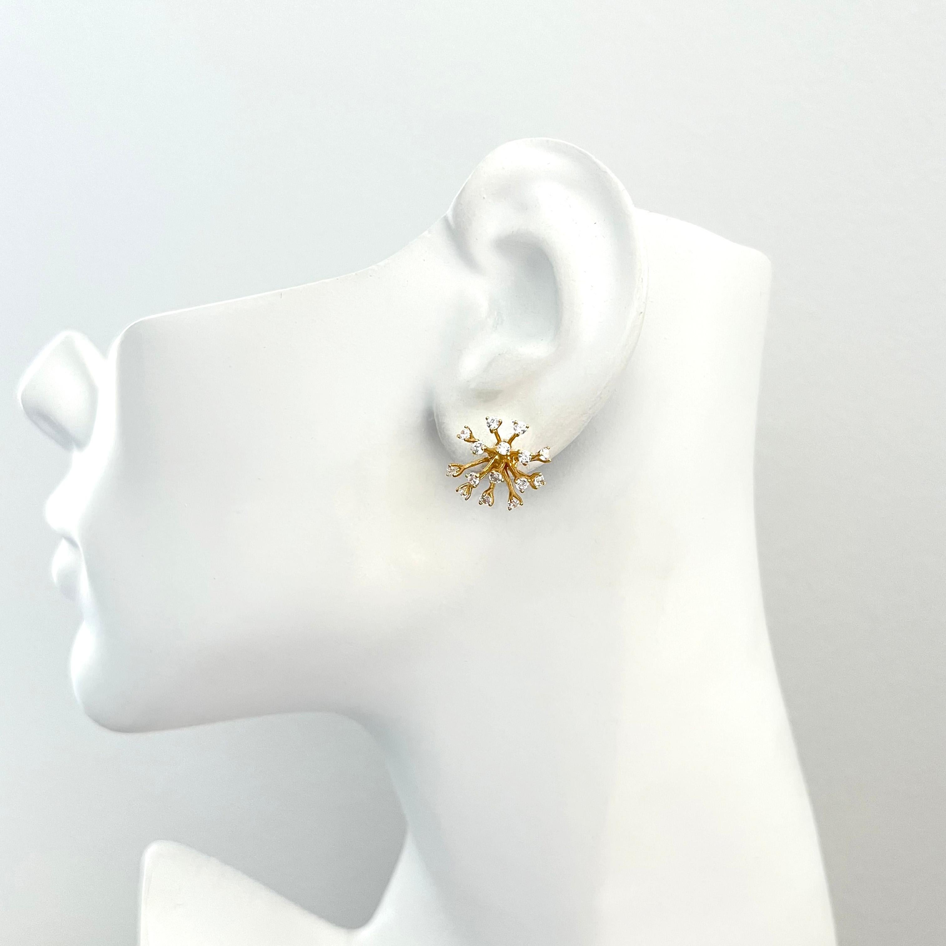 Simulated Diamond Small Sparkler Stud Vermeil Earrings For Sale 1