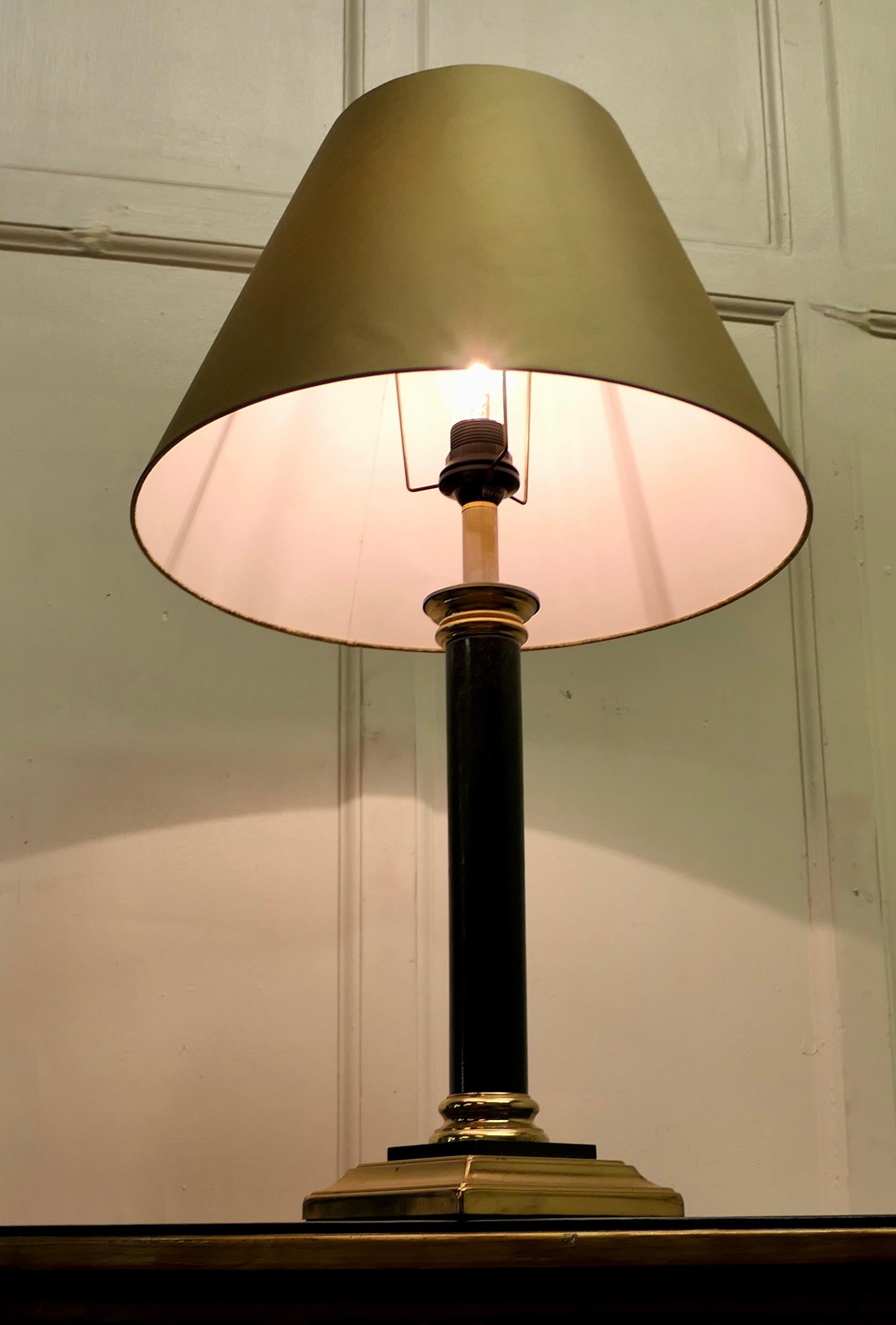 20th Century Simulated Granite Corinthian Column Brass Table Lamp  For Sale