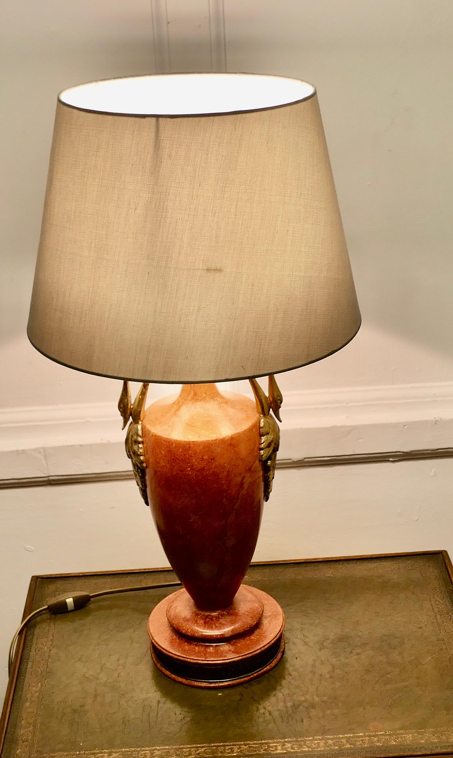 Simulated Marble, Art Deco Ceramic Table Lamp    In Good Condition For Sale In Chillerton, Isle of Wight