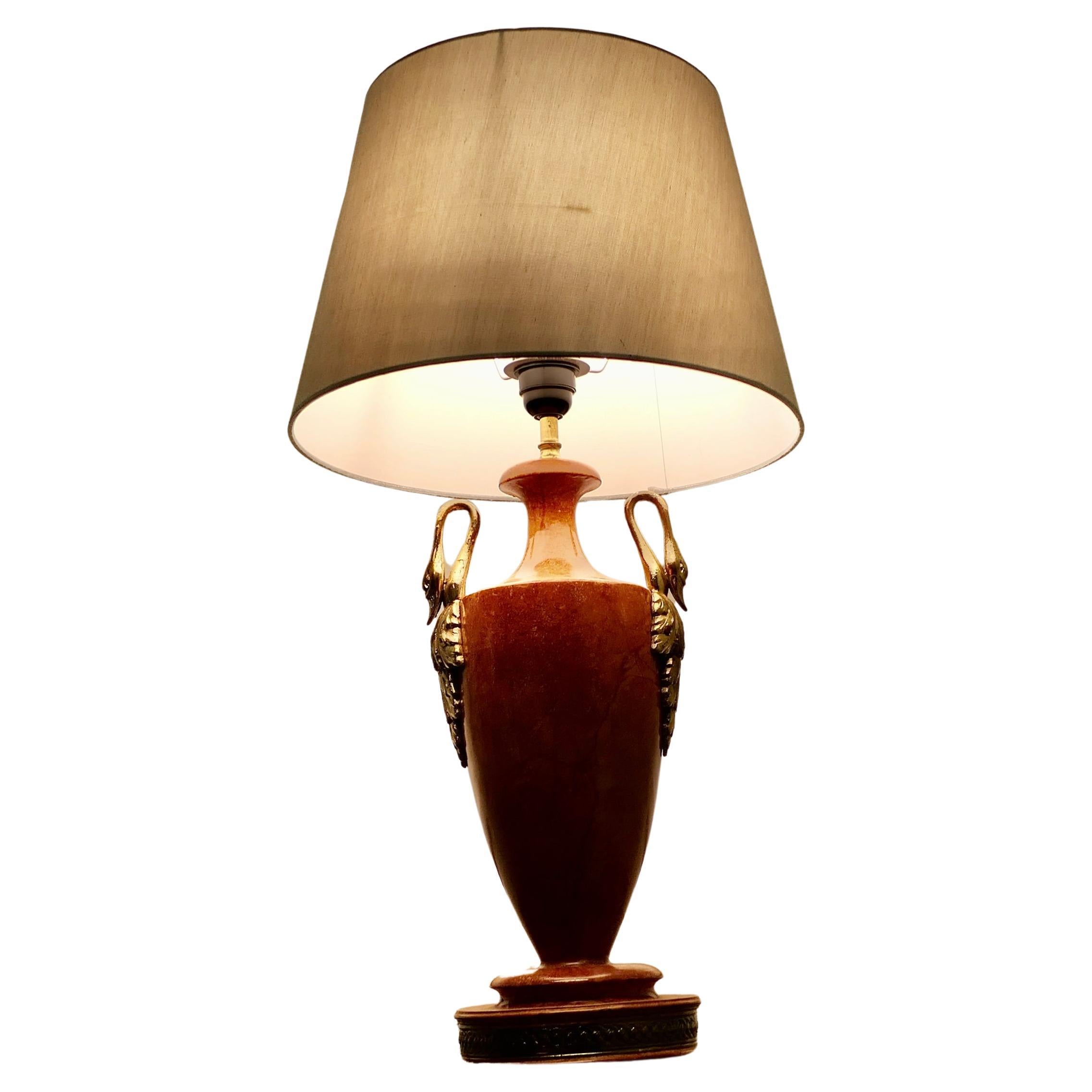 Simulated Marble, Art Deco Ceramic Table Lamp    For Sale