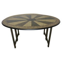 Simulated Marble Oval Table Painted by Graham Carr   A rare and unusual piece