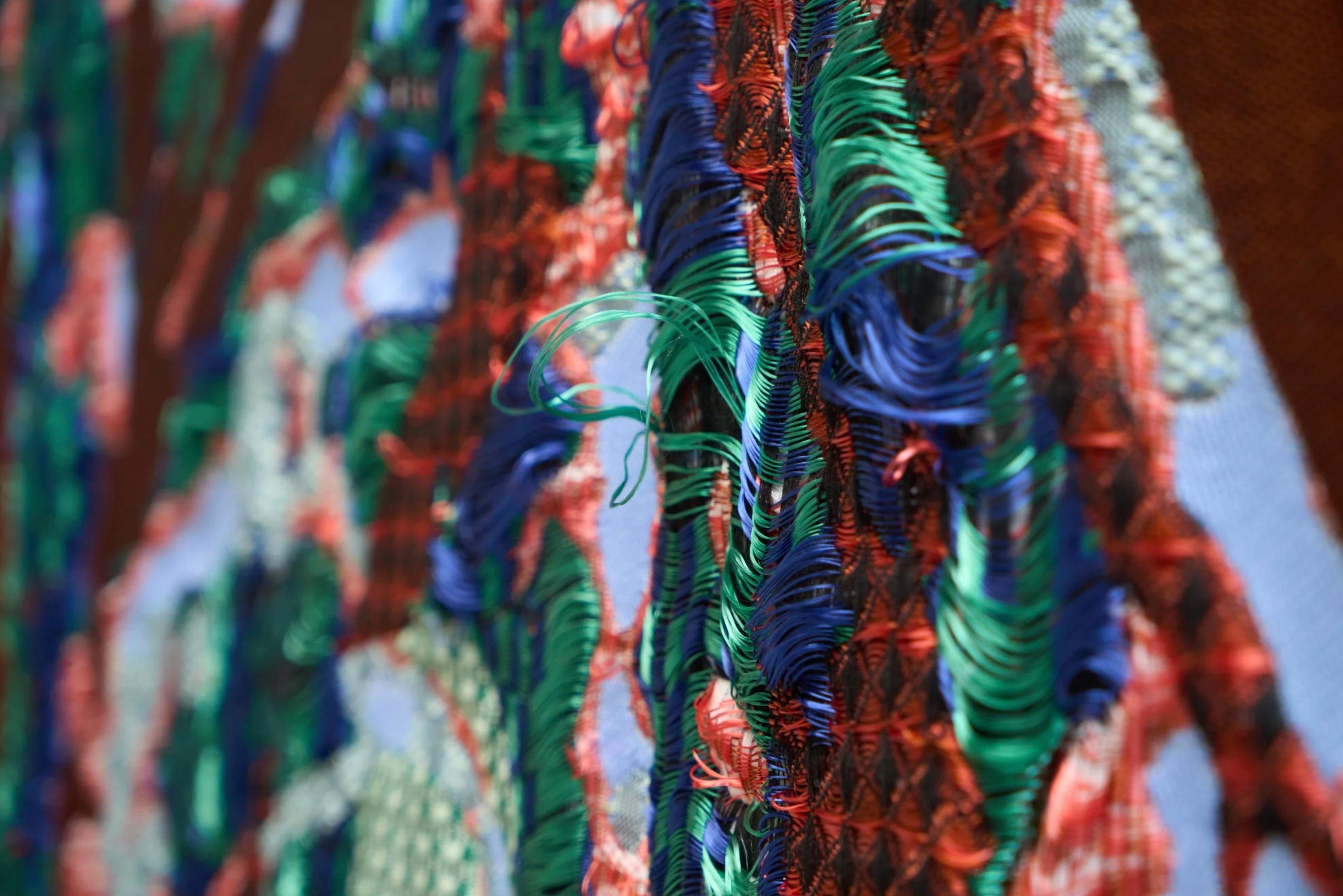 Sina Dyks Zeitgenössischer Wandteppich 'Brain Flash' 173 x 240 cm (Garn) im Angebot