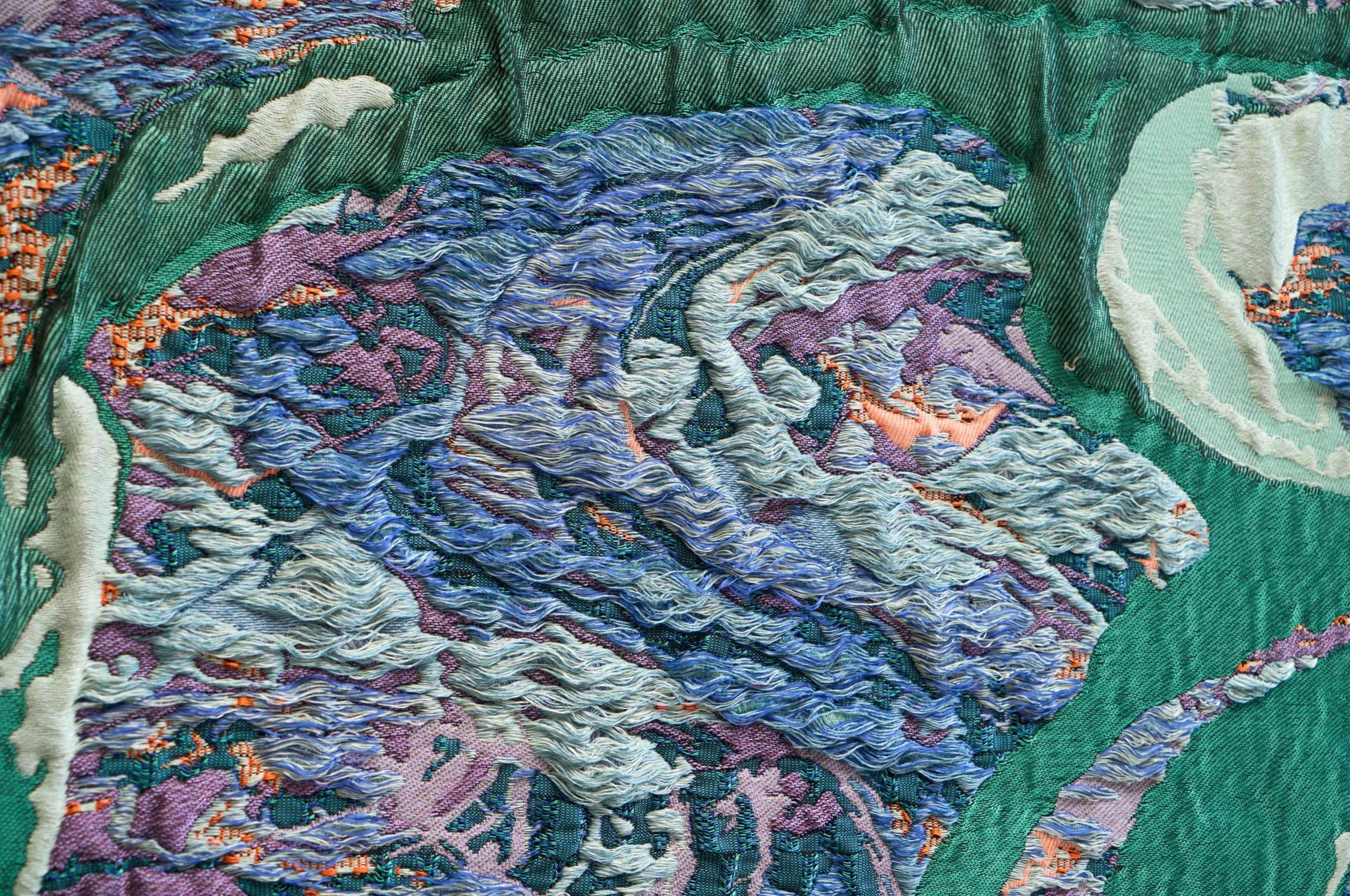 Sina Dyks Wandteppich 'Dwindled Scenery' 175 x 120 cm, zeitgenössische Kunst (Garn) im Angebot