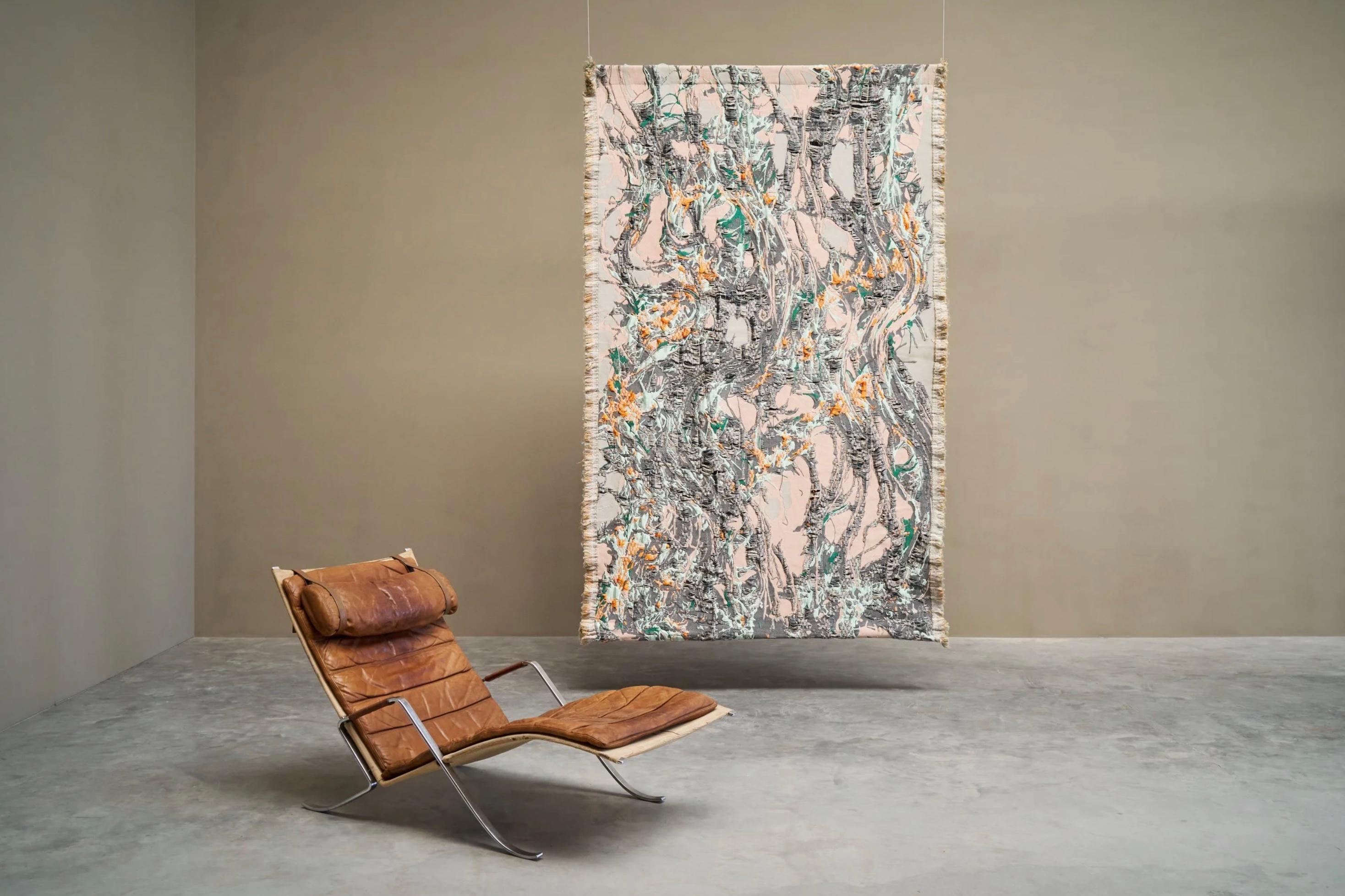 Sina Dyks Wandteppich für zeitgenössische Kunst 'Fließende Neuronen' 175 x 265 cm im Angebot 1