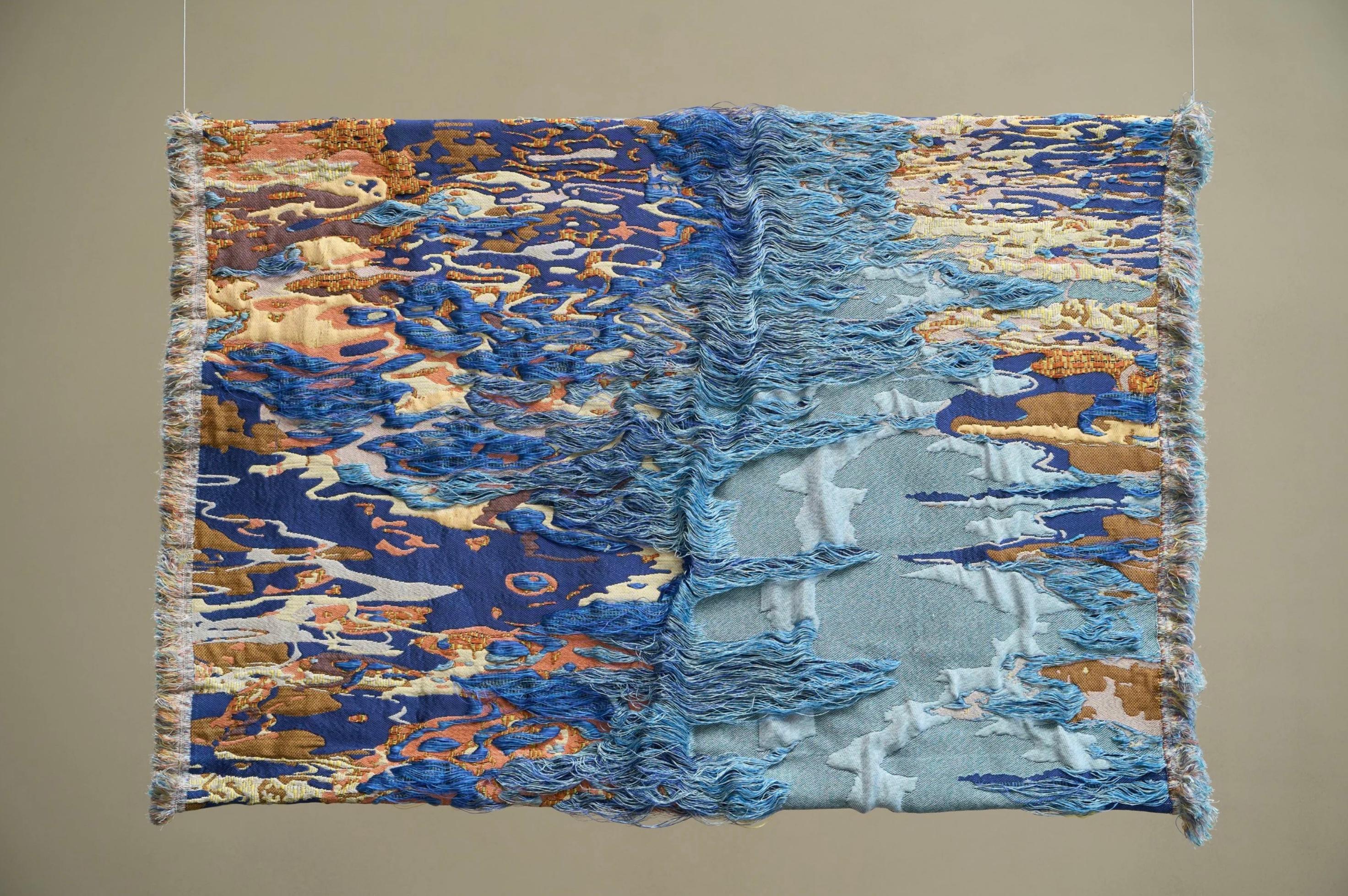 Sina Dyks Wandteppich 'Lustured Soak' 175 x 120 cm, zeitgenössische Kunst (Garn) im Angebot