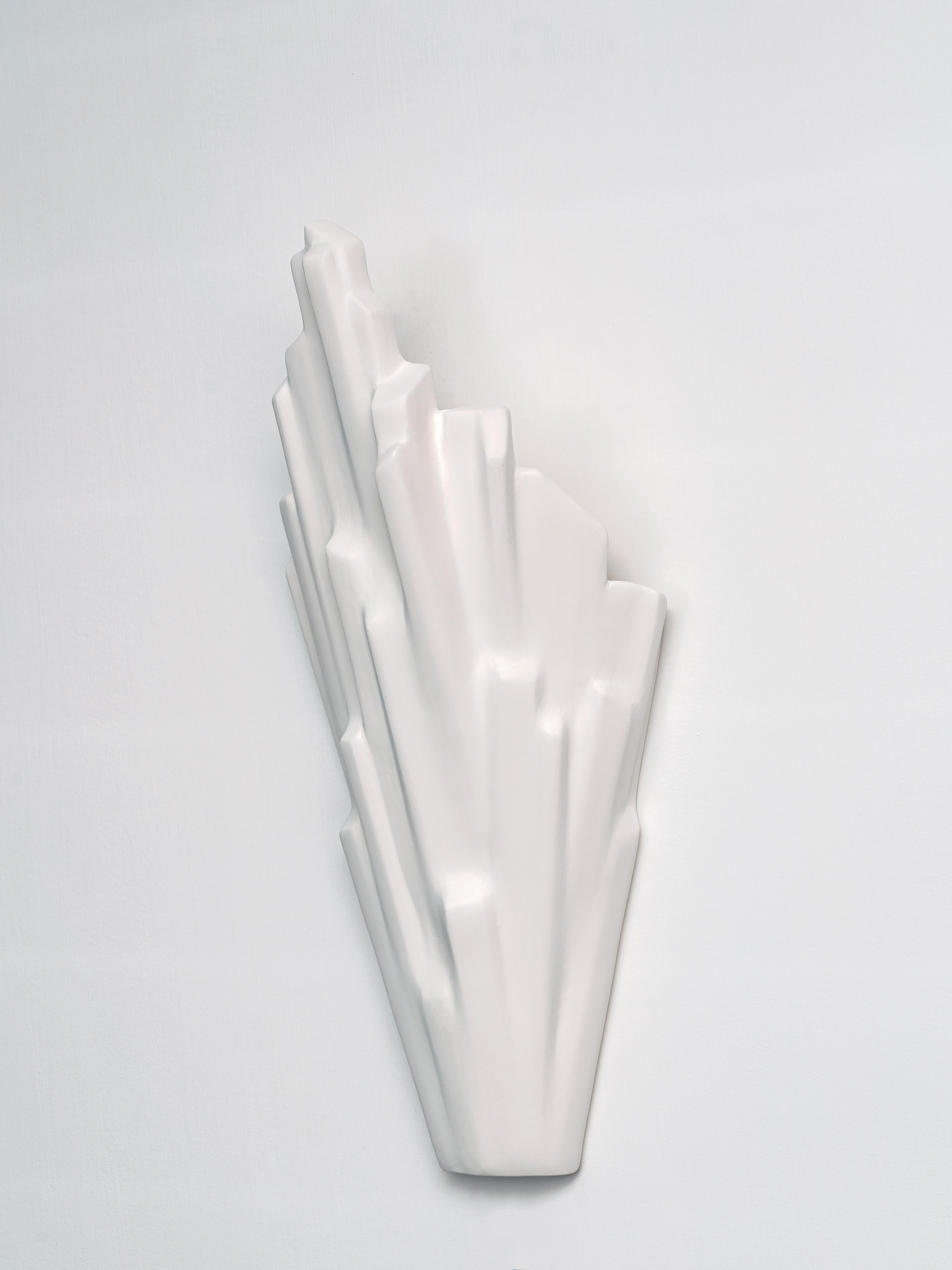 Hand-Crafted Sinan Contemporary Wall Sconce in White Plaster, left version, Benediko For Sale