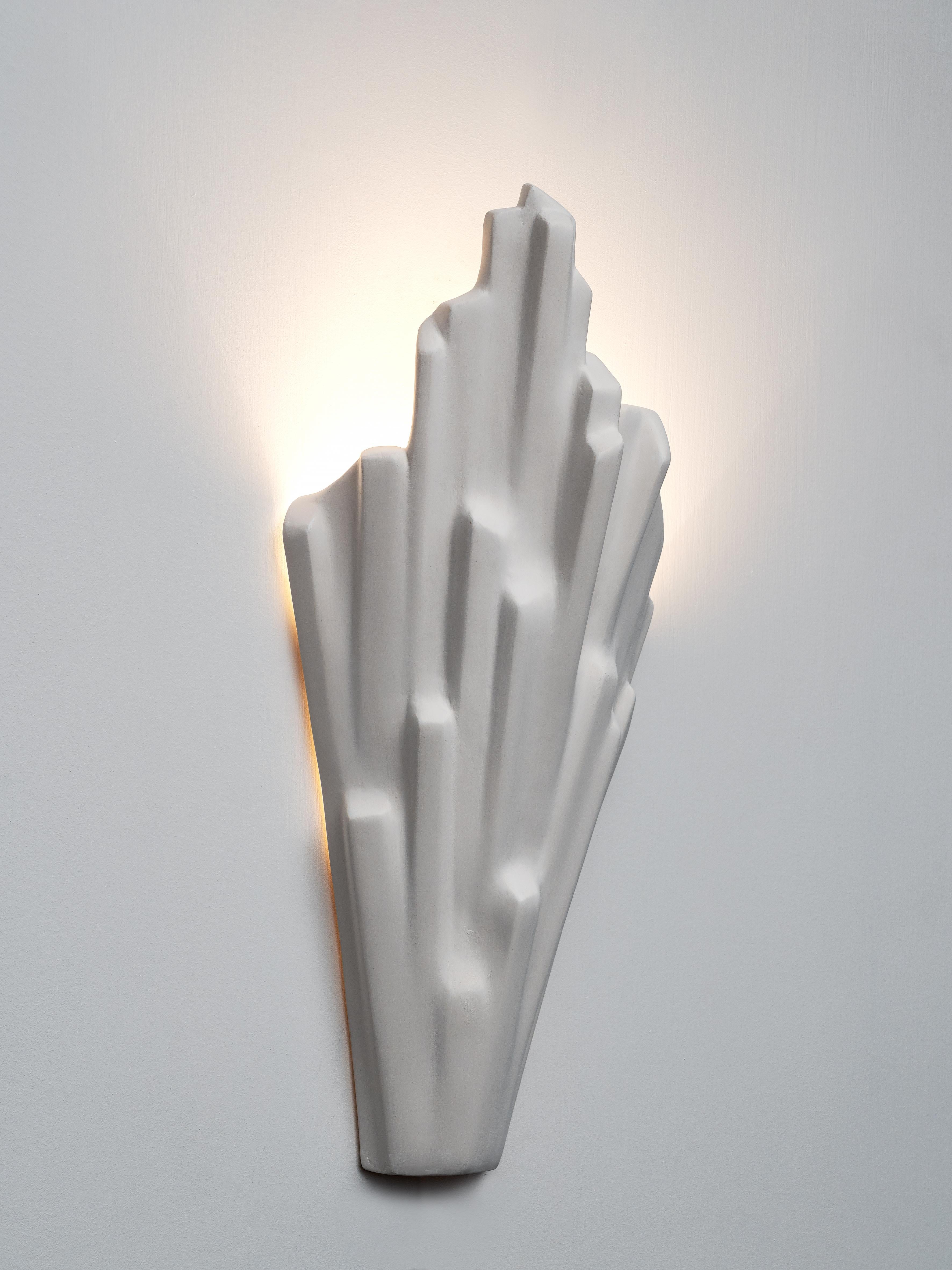 German Sinan Contemporary Wall Sconce in White Plaster, left version, Benediko For Sale