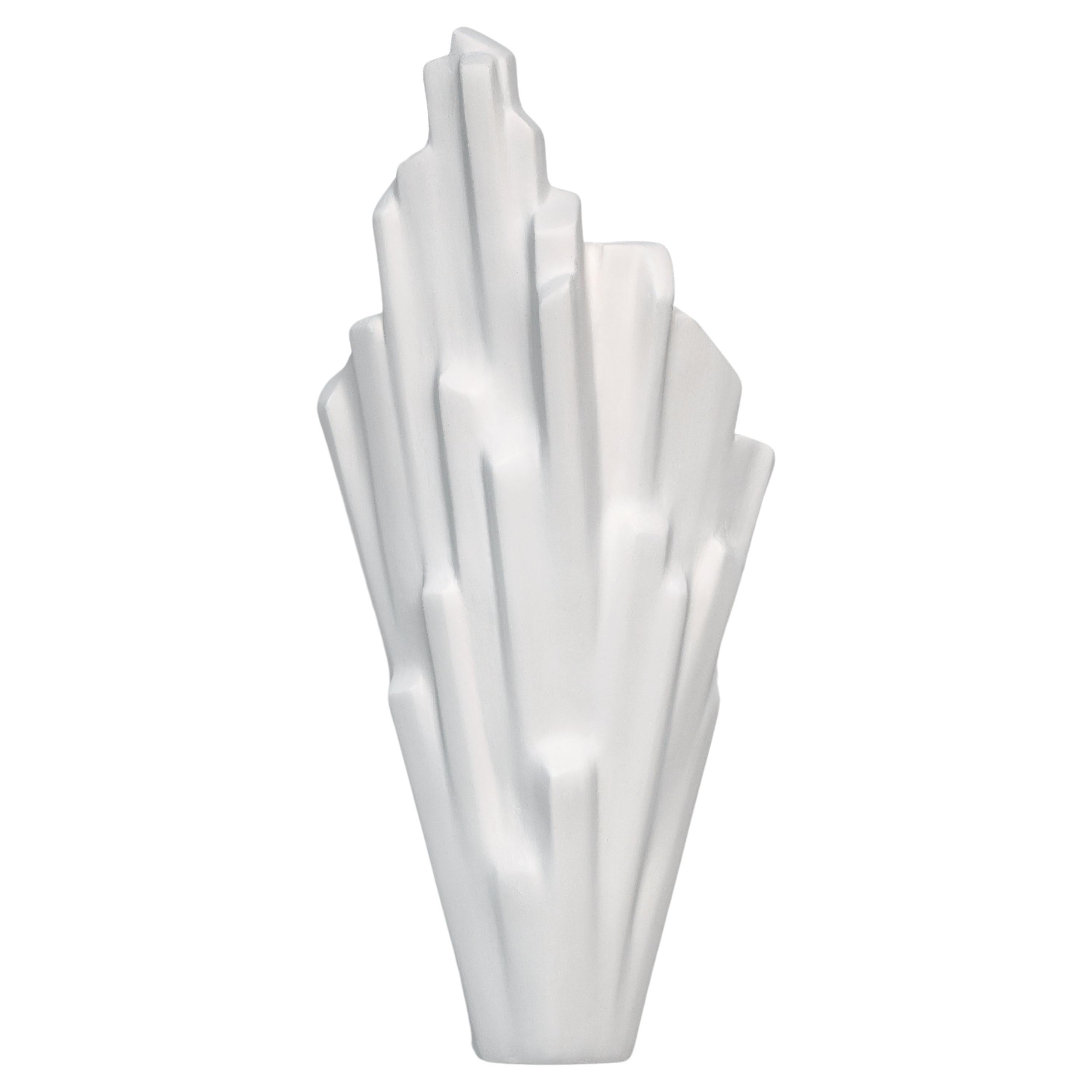 Sinan Contemporary Wall Sconce in White Plaster, left version, Benediko For Sale