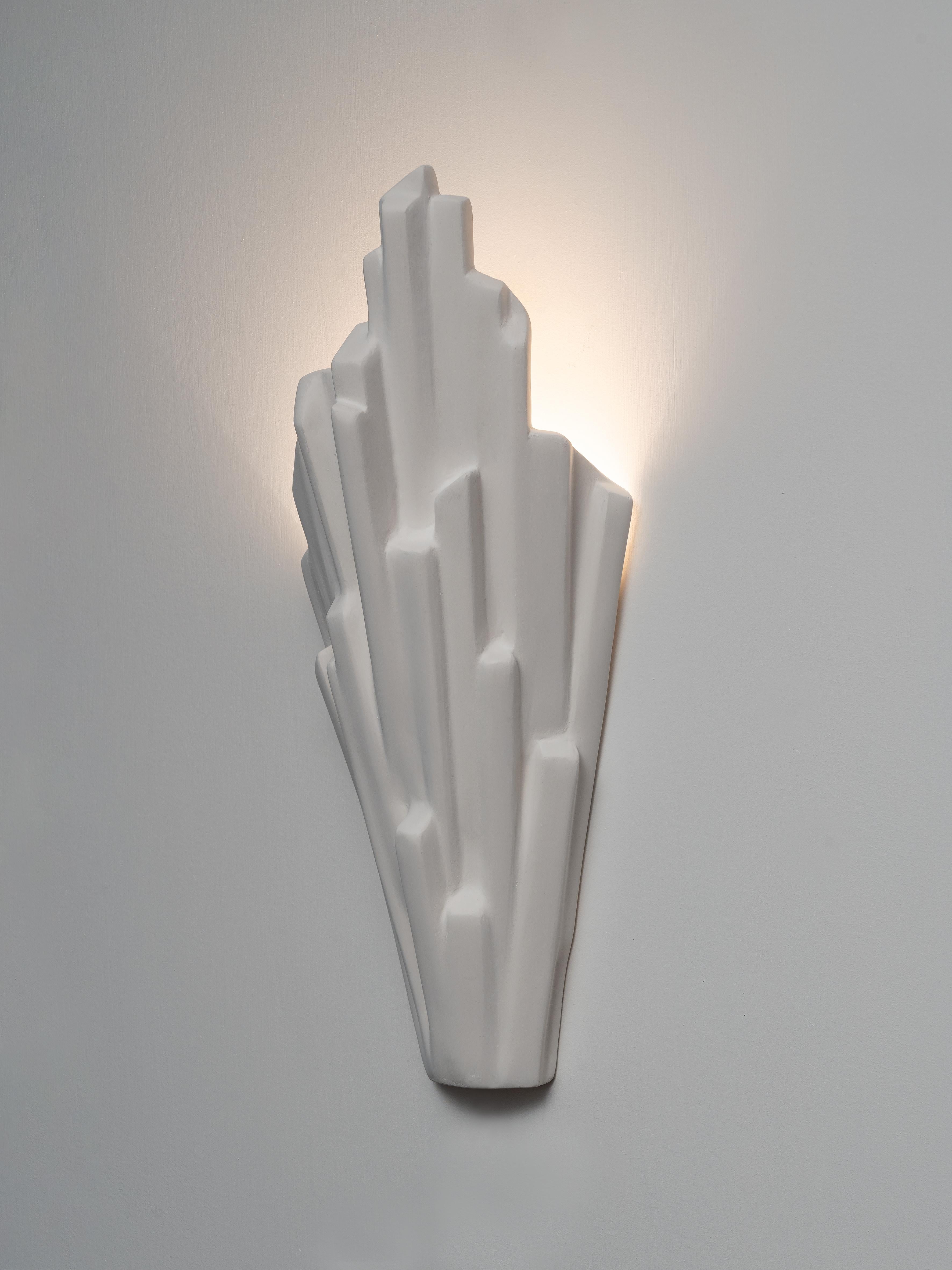 Modern Sinan Contemporary Wall Sconce in White Plaster, right version, Benediko For Sale