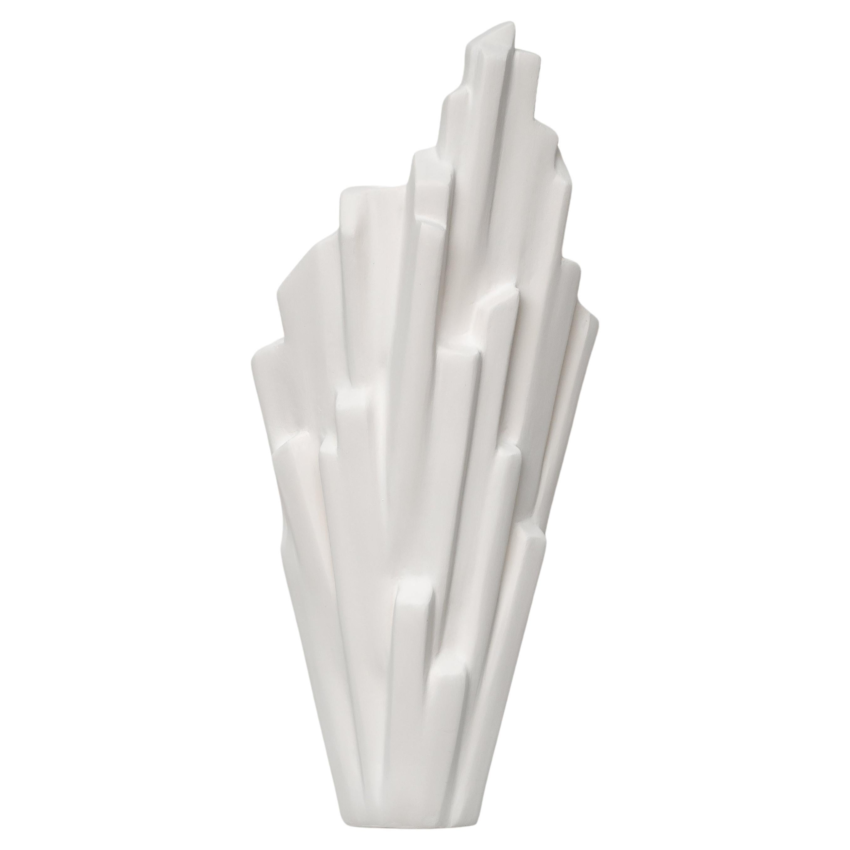 Sinan Contemporary Wall Sconce in White Plaster, right version, Benediko