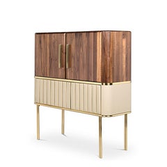 Sinatra Cabinet in Solid Walnut Wood and Polished Brass