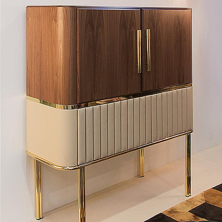 Sinatra Cabinet in Solid Walnut Wood and Polished Brass ...