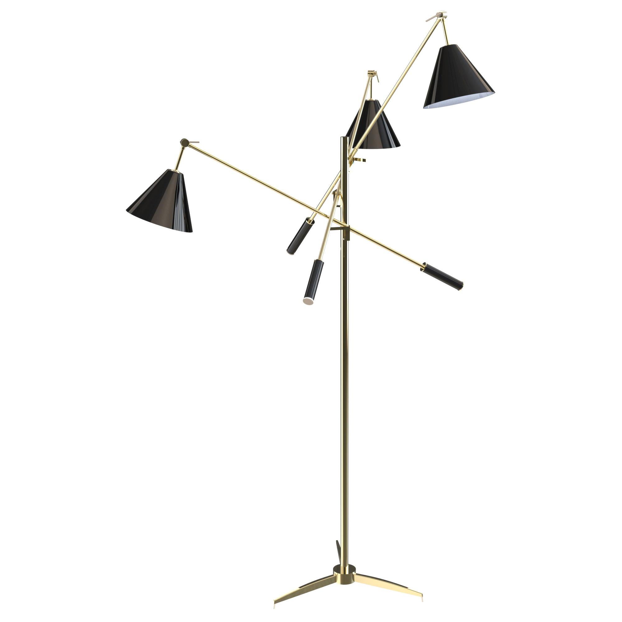 Sinatra Floor Lamp in Bass with Black Details For Sale