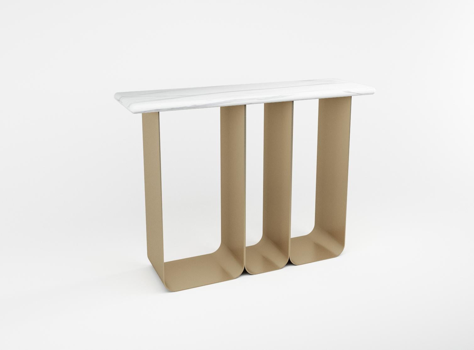 Italian Sinatra Metal and Marble Luxury Console Made in Italy For Sale