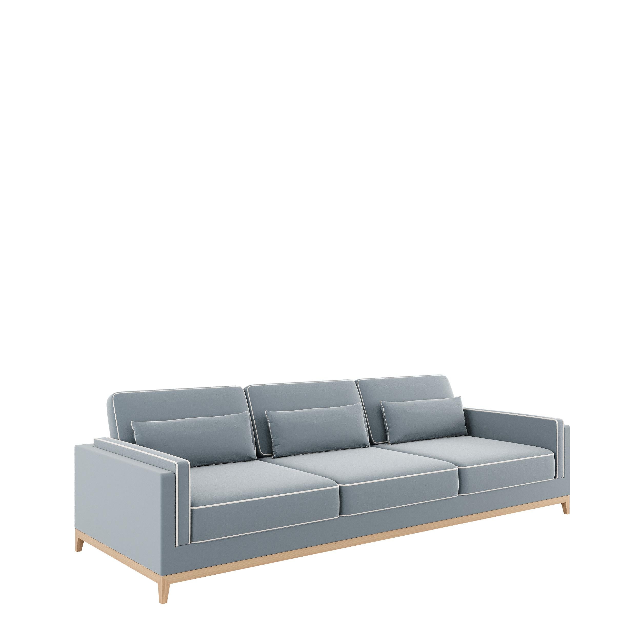 The SINATRA W modular seating system is a modern design sofa and yet a timeless piece. The contemporary style of the Sinatra sofa is characterized by a seamless contrast piping detail that enhances its profile. With solid wood feet, keeping the