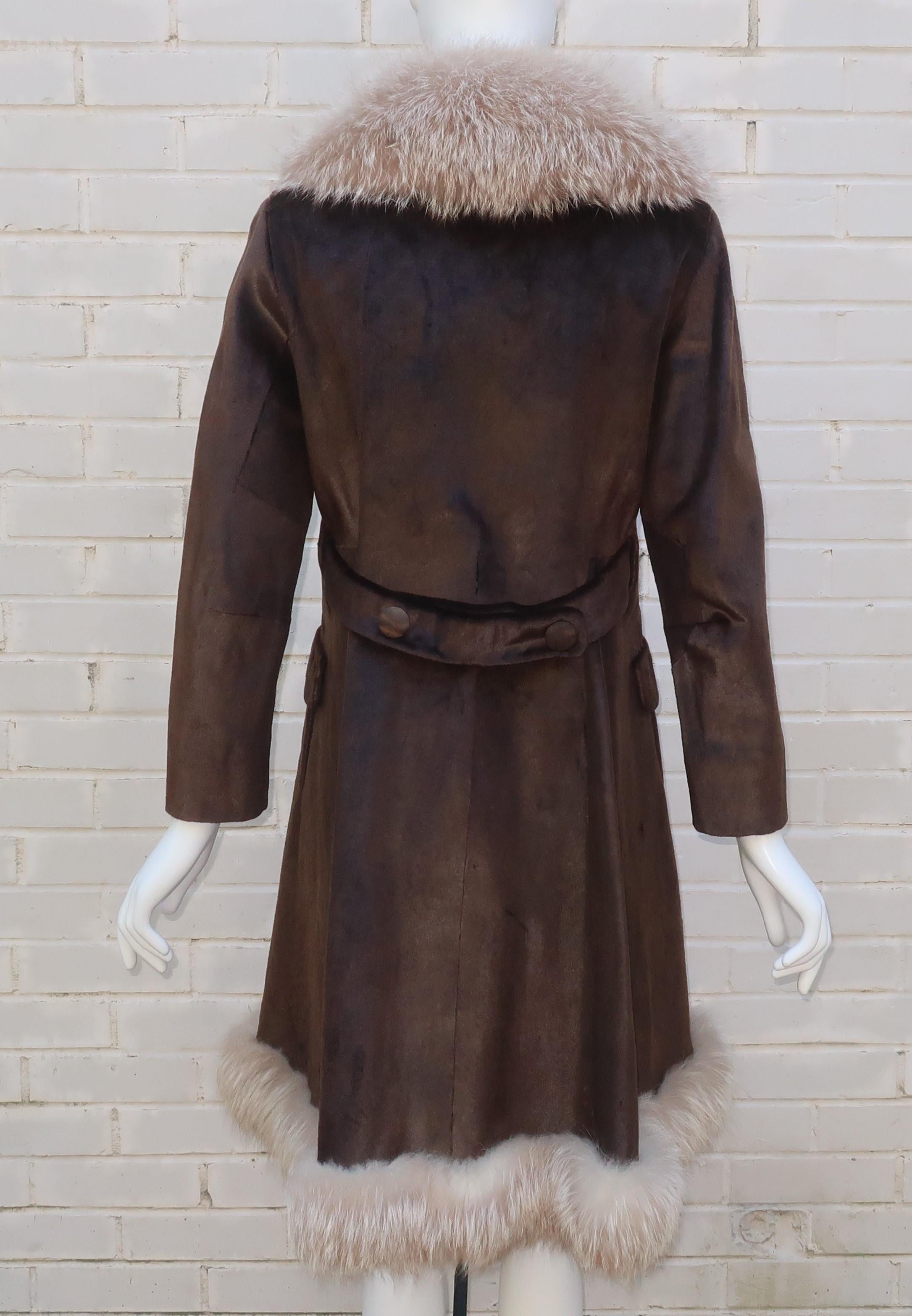 Sincerely Gidding Jenny Mod Brown Fur Coat, 1960’s 4