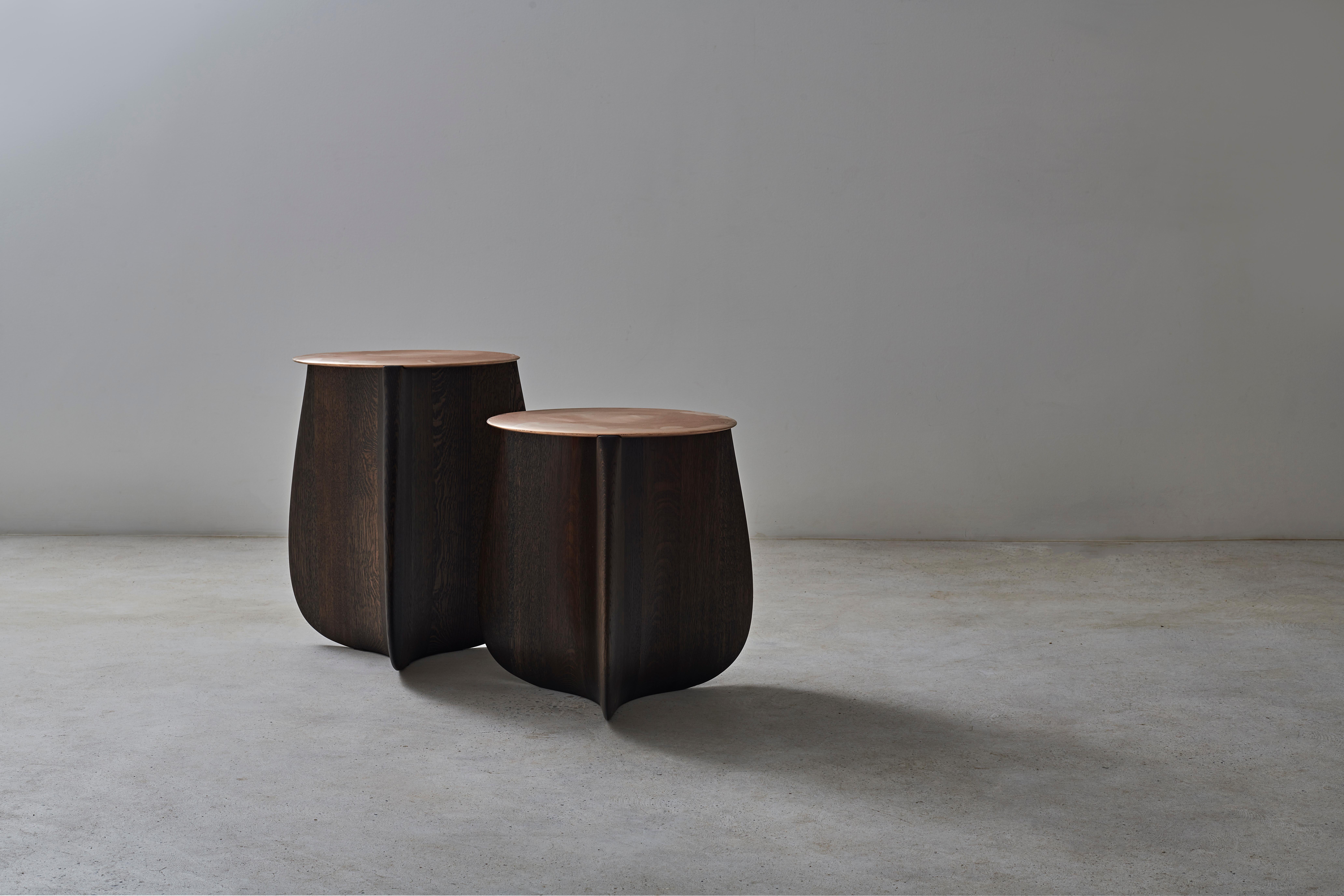 Organic Modern Sine Solid Hardwood Side Table by Izm Design For Sale