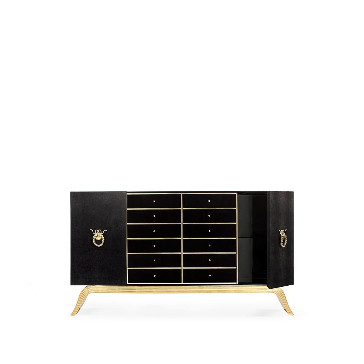 Indulge in a little naughtiness, especially if you have a place to store your sinful secrets. The Sinful cabinet is the perfect mix of daring and modern. Covered in a black stingray patterned leather upholstery, valuables can be contained in sleek