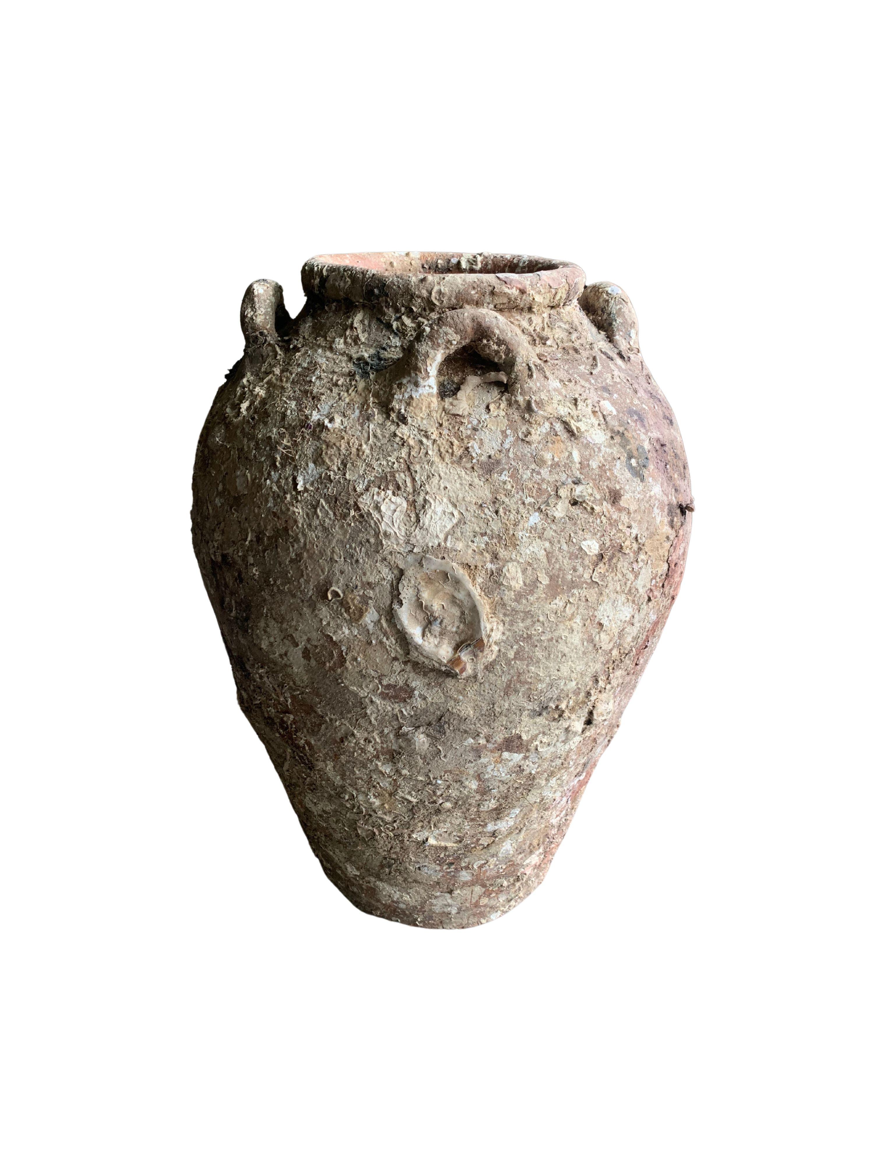 A wonderful example of a 19th century Sawankhalok jar from a Shipwreck off the Coast of the Indonesian Island of Batam. Batam was one of the most substantial and influential ports in the South China Sea where an abundance of trade was conducted.