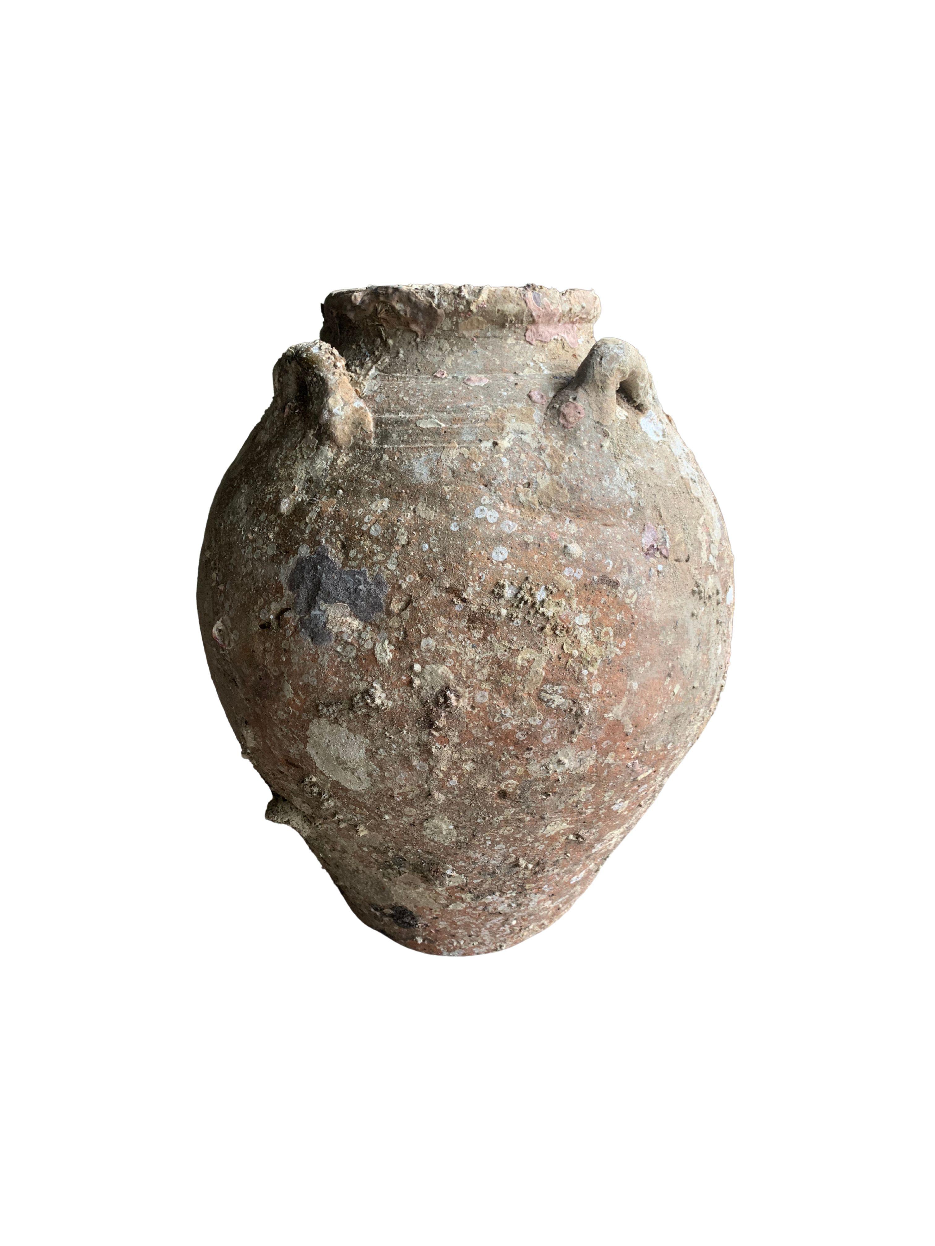 A wonderful example of a 19th Century Sawankhalok jar from a Shipwreck off the Coast of the Indonesian Island of Batam. Batam was one of the most substantial and influential ports in the South China Sea where an abundance of trade was conducted.