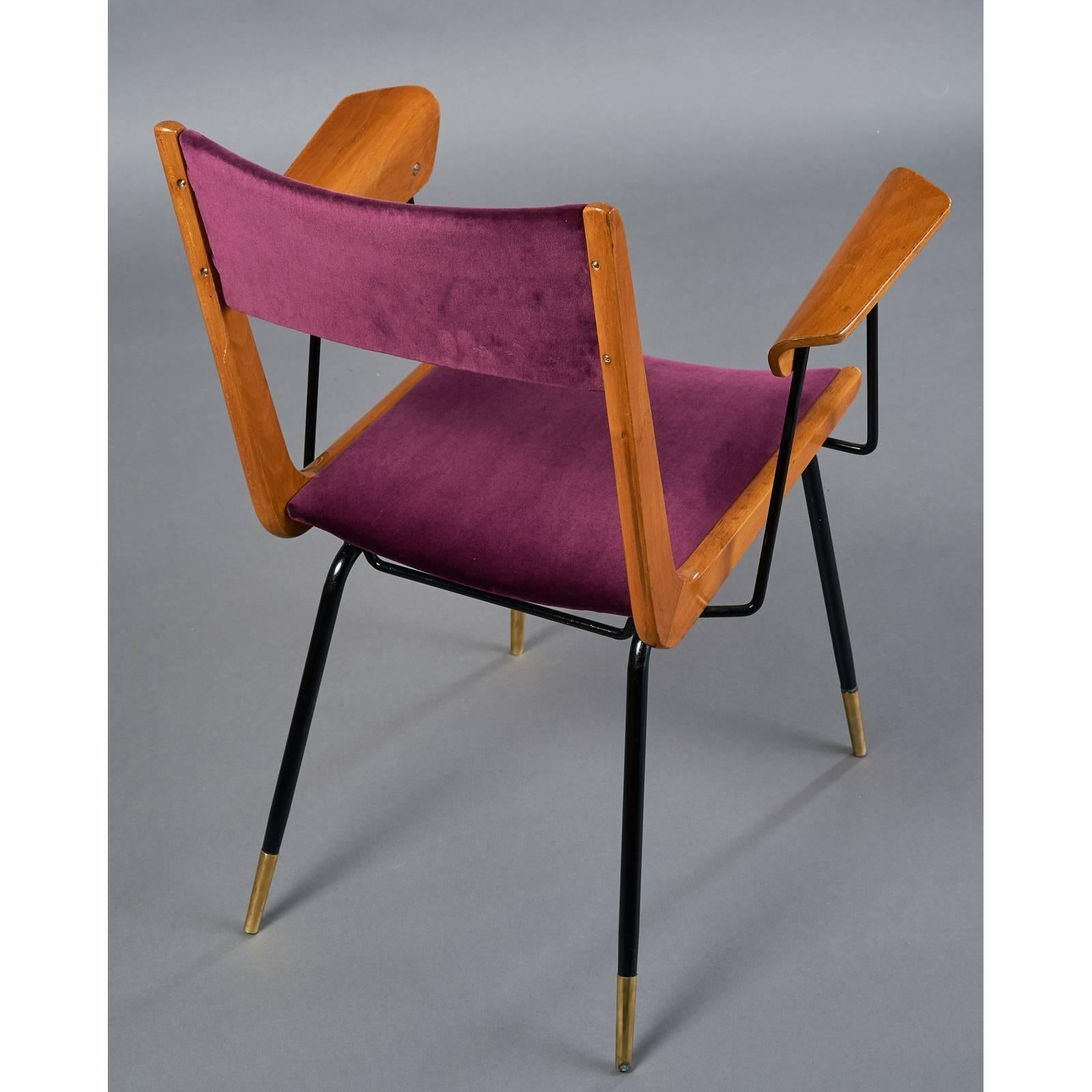 Italian Single Desk Armchair in Light Wood, Italy, 1950s