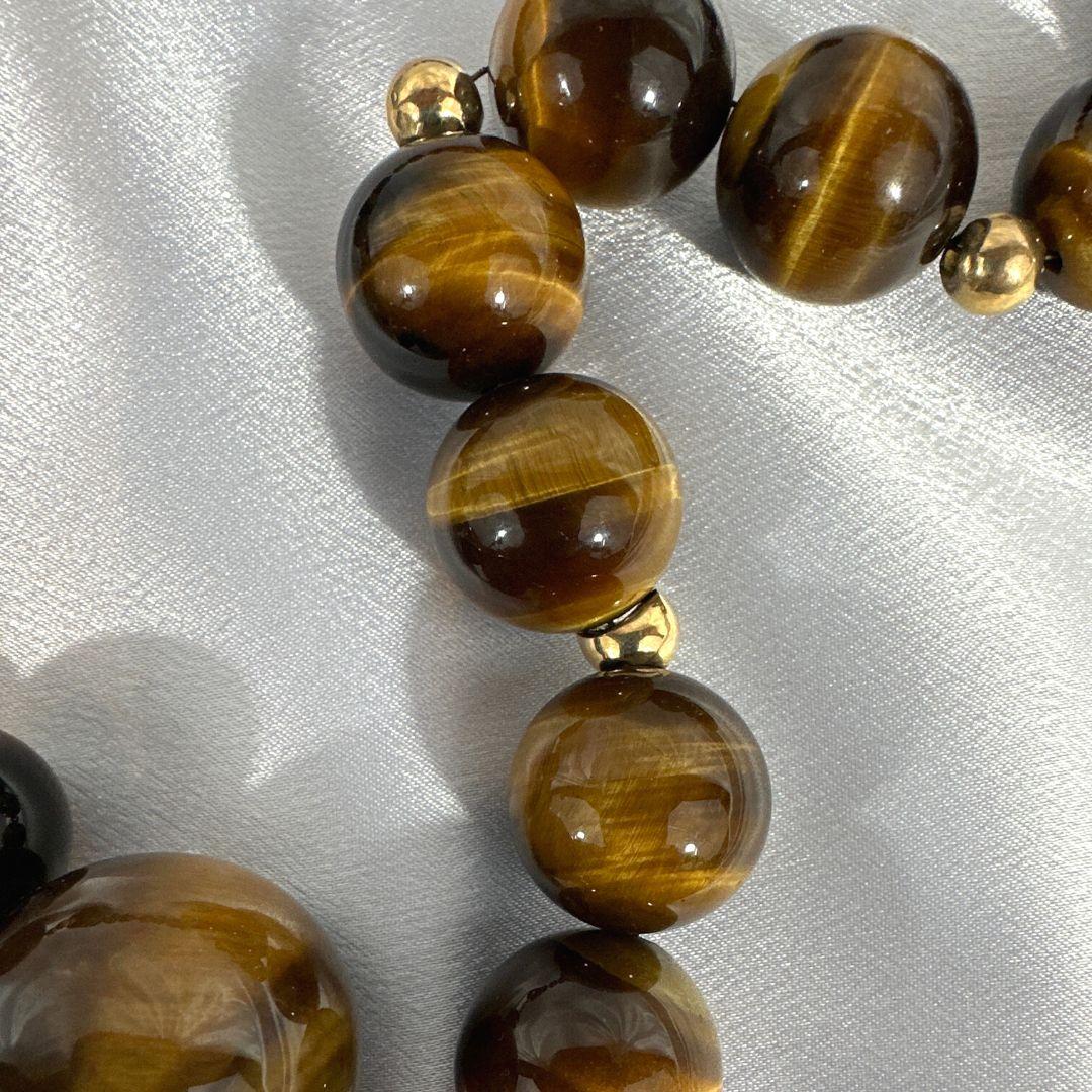 Art Deco Singed Ciner Tiger Eye Gemstone Necklace Earring Set Fashion Jewelry For Sale